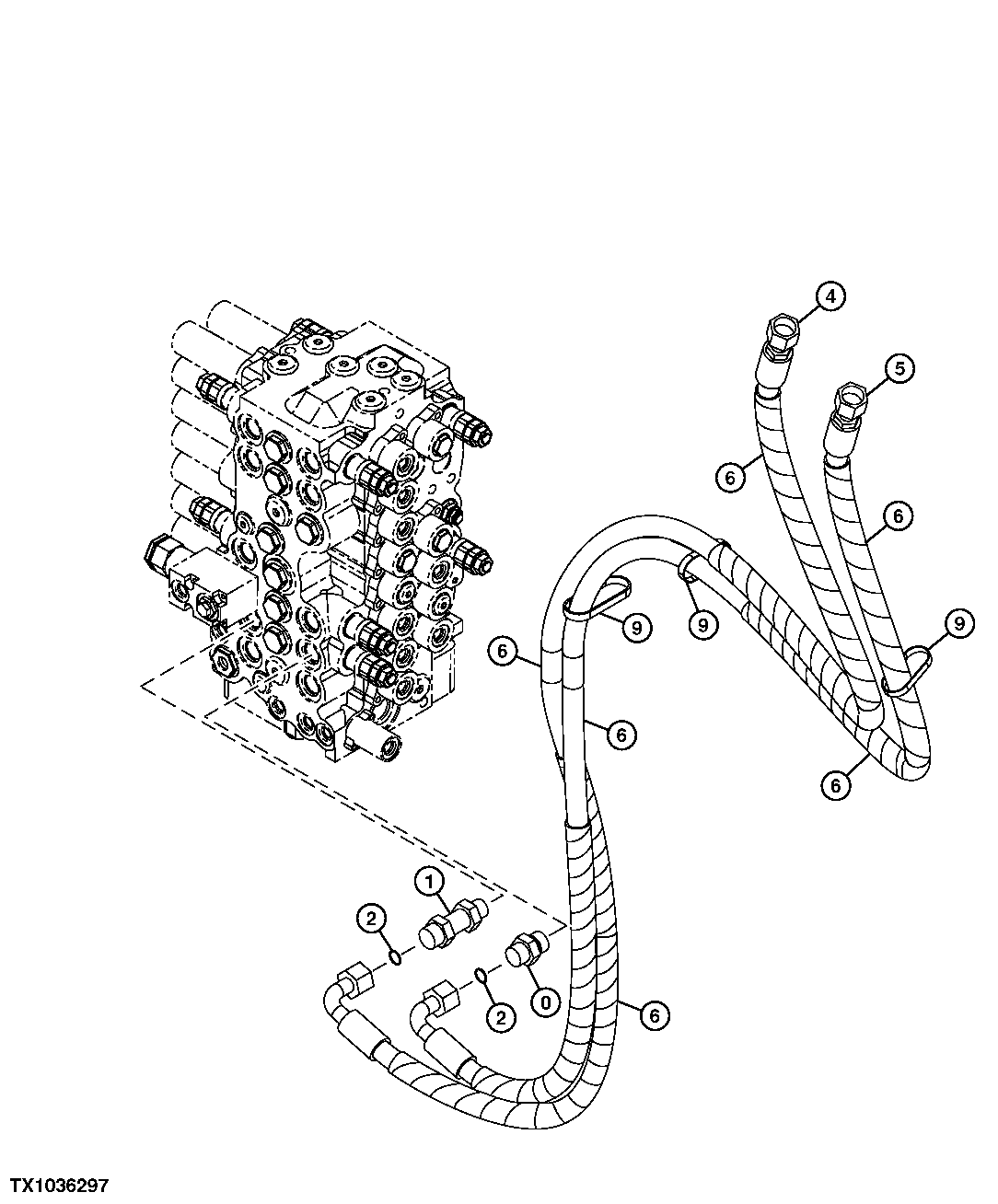 Control Valve Lines To Boom (Bucket Cylinder)