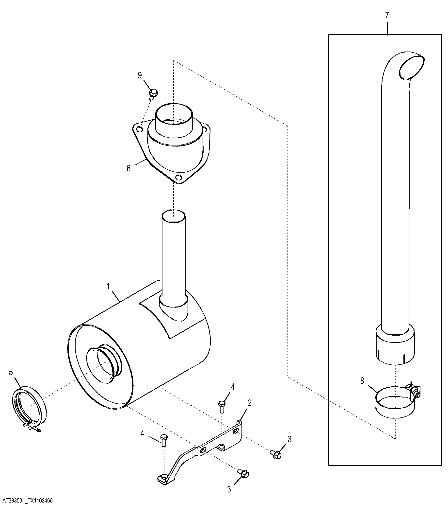 Exhaust System with Black Stack (Engine 4045TT096)