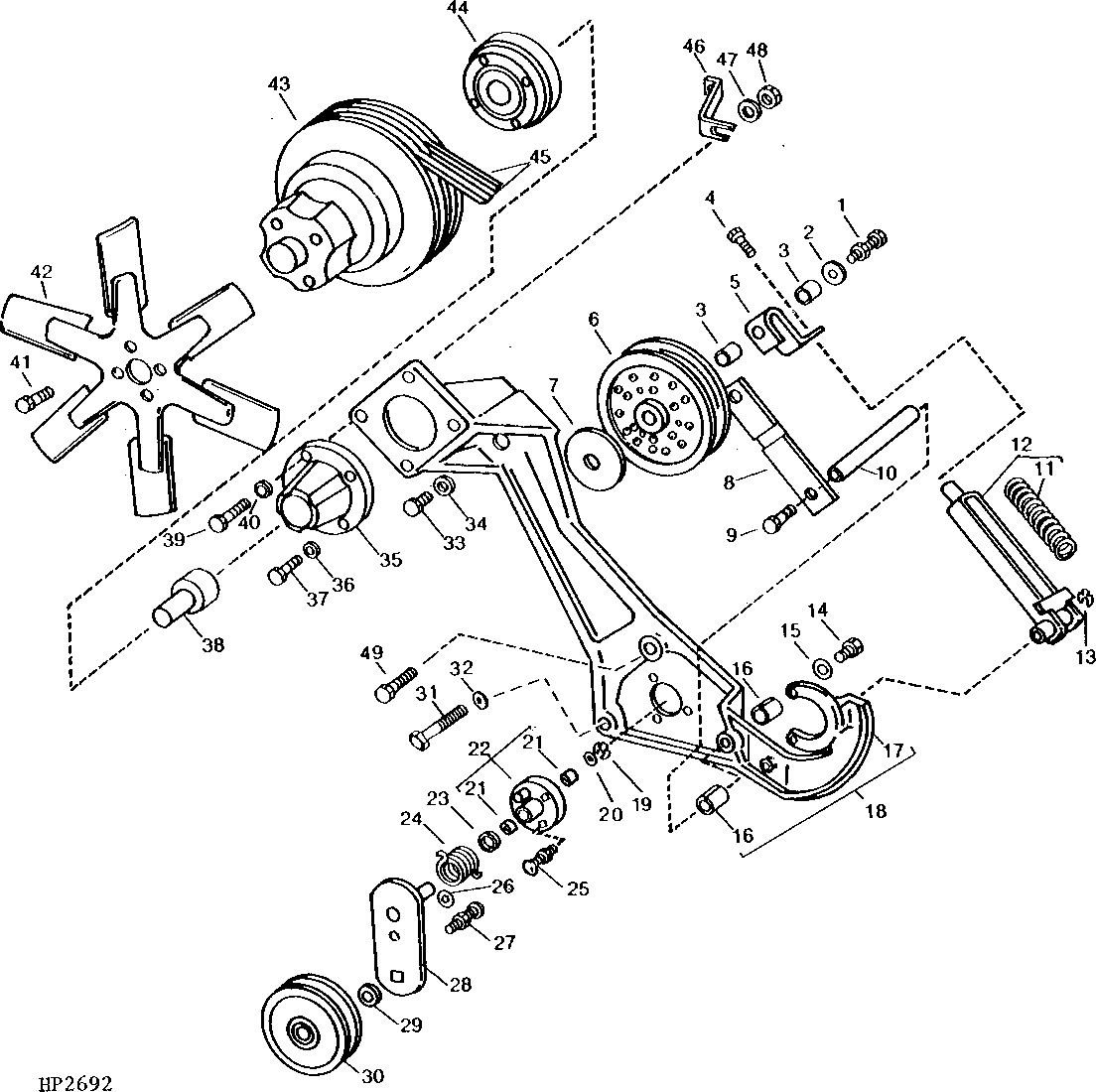 RADIATOR FAN DRIVES AND HYDRAULIC PUMP DRIVE IDLER