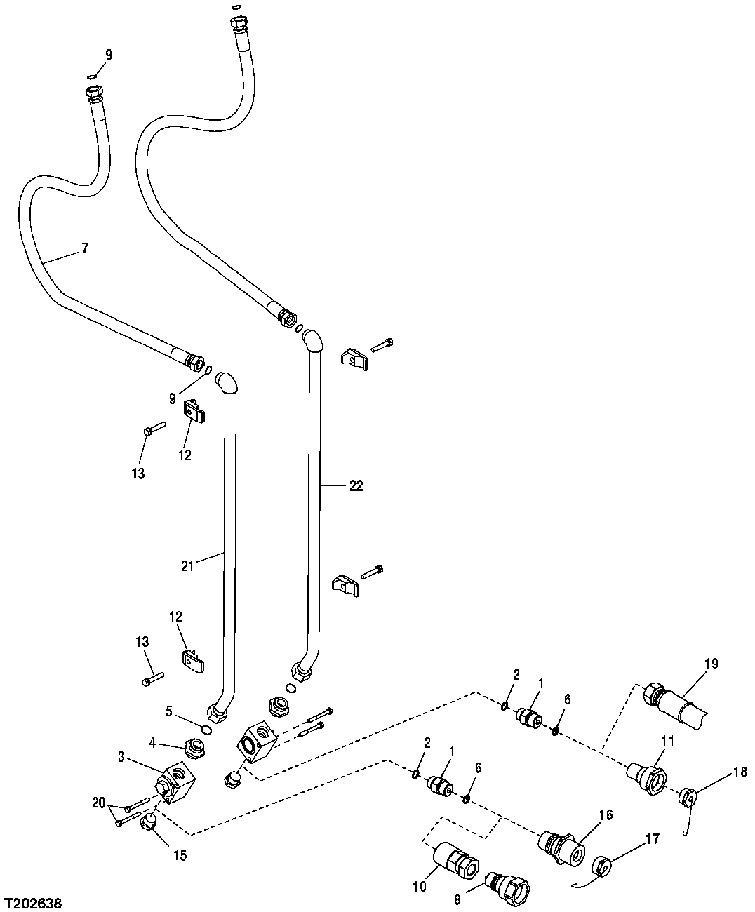 ARM AUXILIARY HOSES AND LINES (FACTORY INSTALLED)