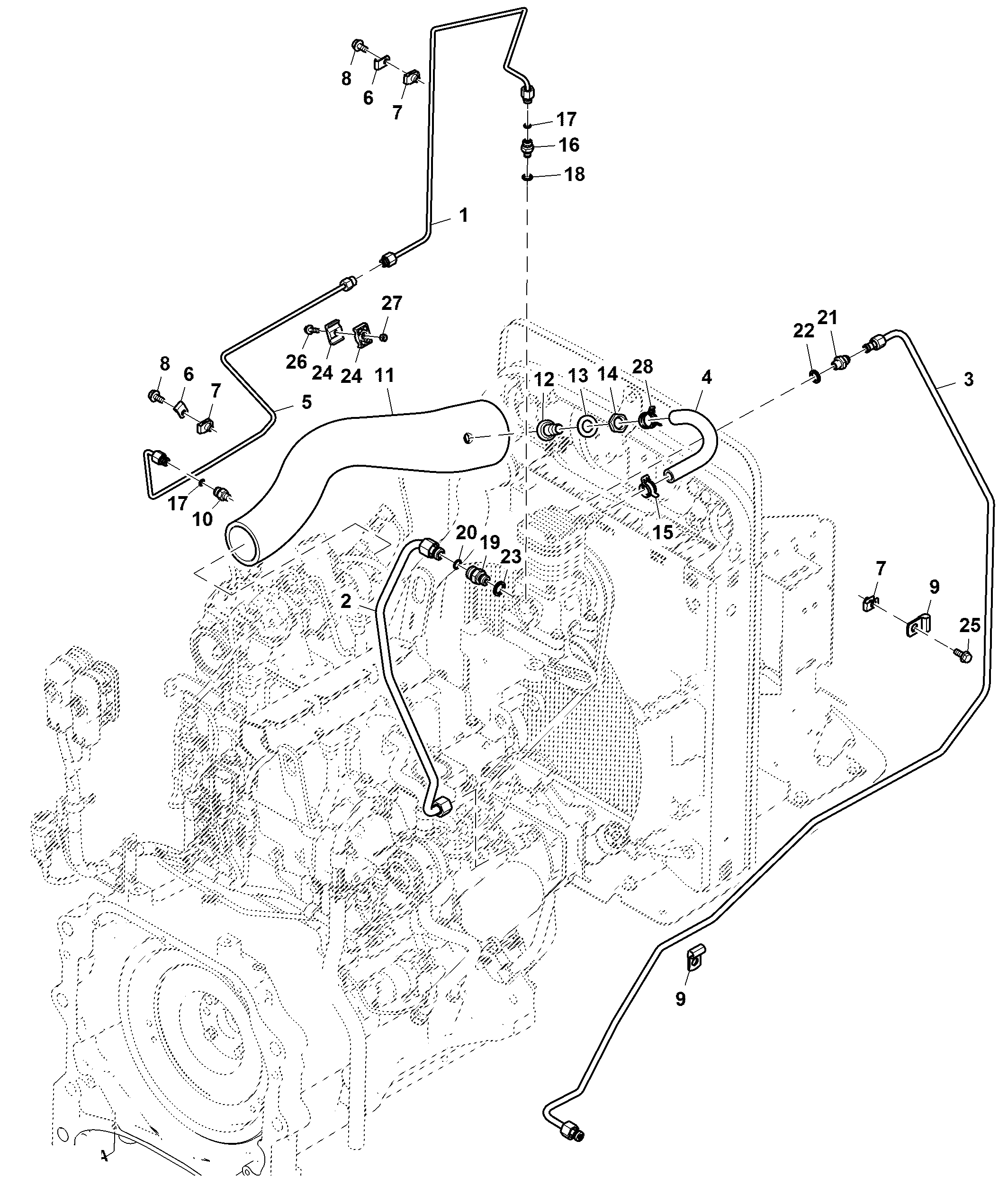 Air Brake Lines, Compressor, Cab (500101 - )