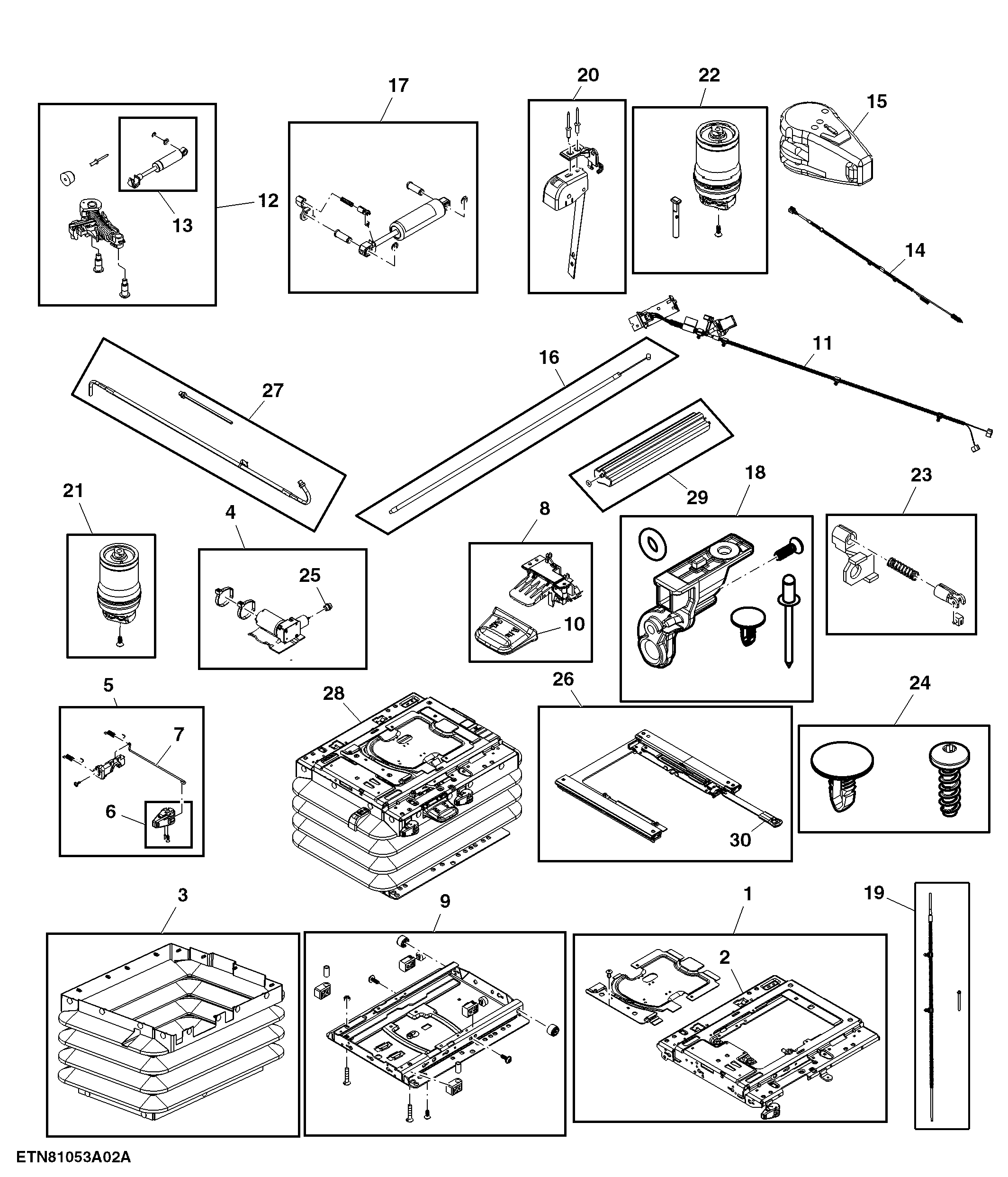 Seat Suspension, Shields, Boot and Mounting Parts