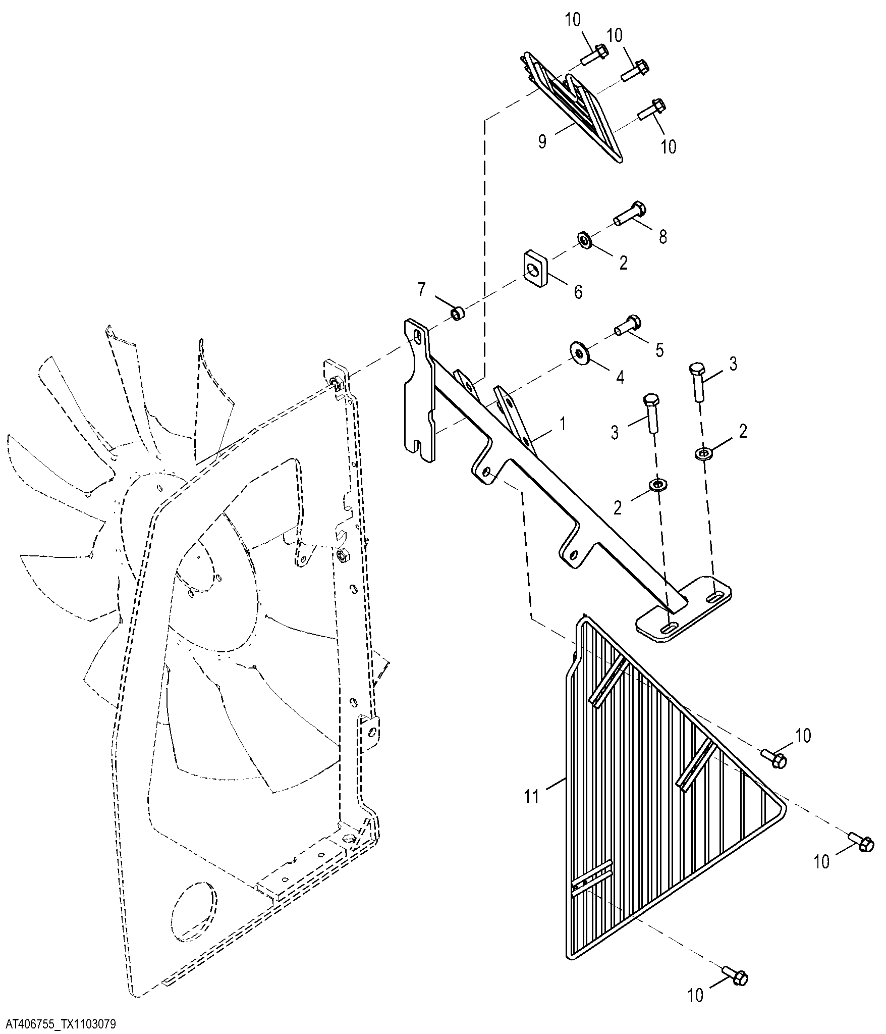Grille Support and Fan Guard without Air Conditioning