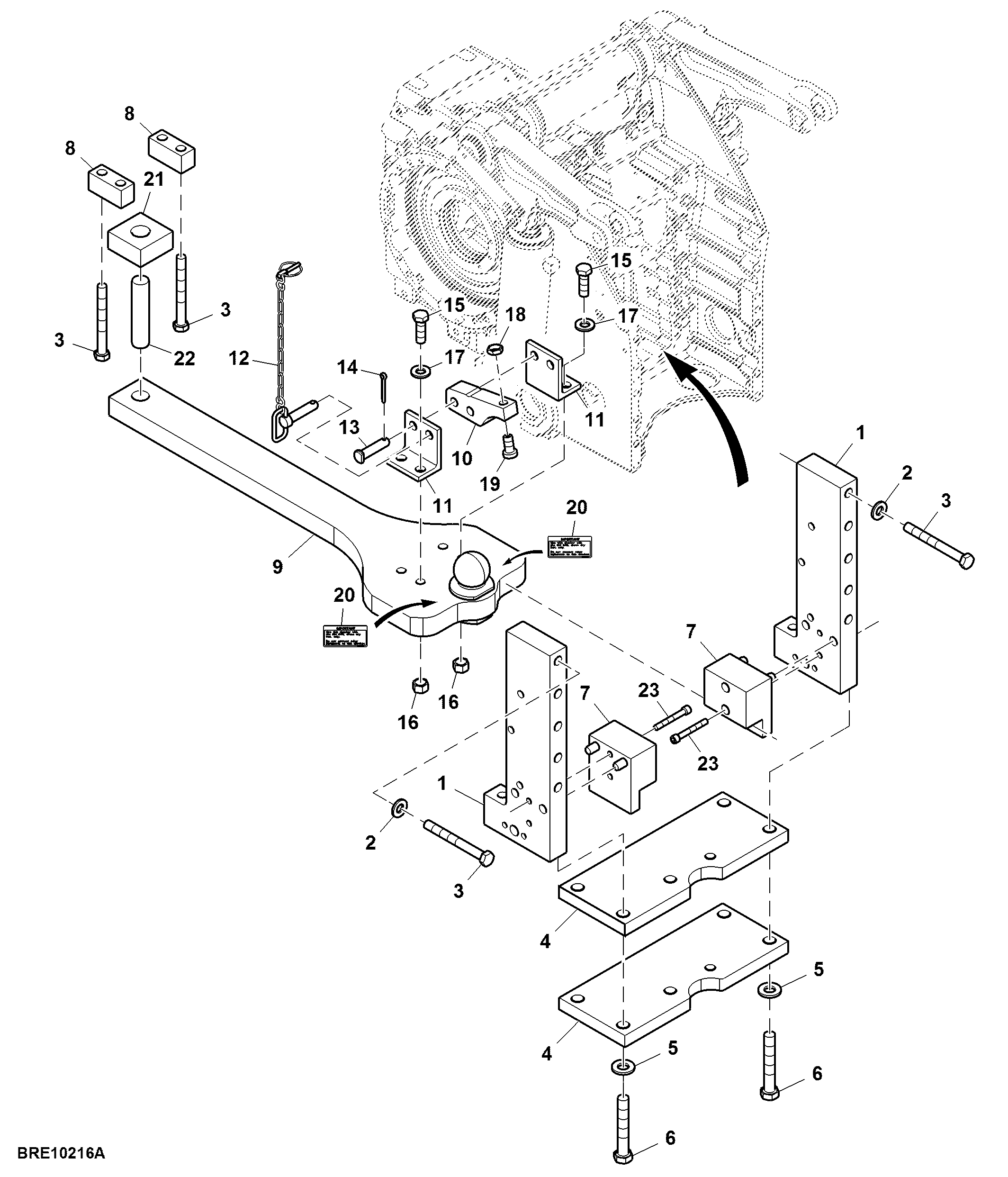 Drawbar Support, Ball Type- 80 mm (3.1 in.), Category IV, FT4 Engine