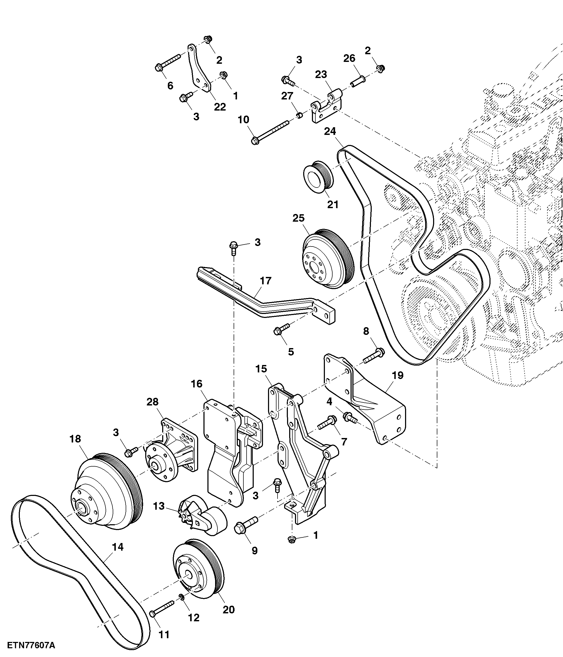 Engine Front Drive W/O Air Compressor, Tier 2