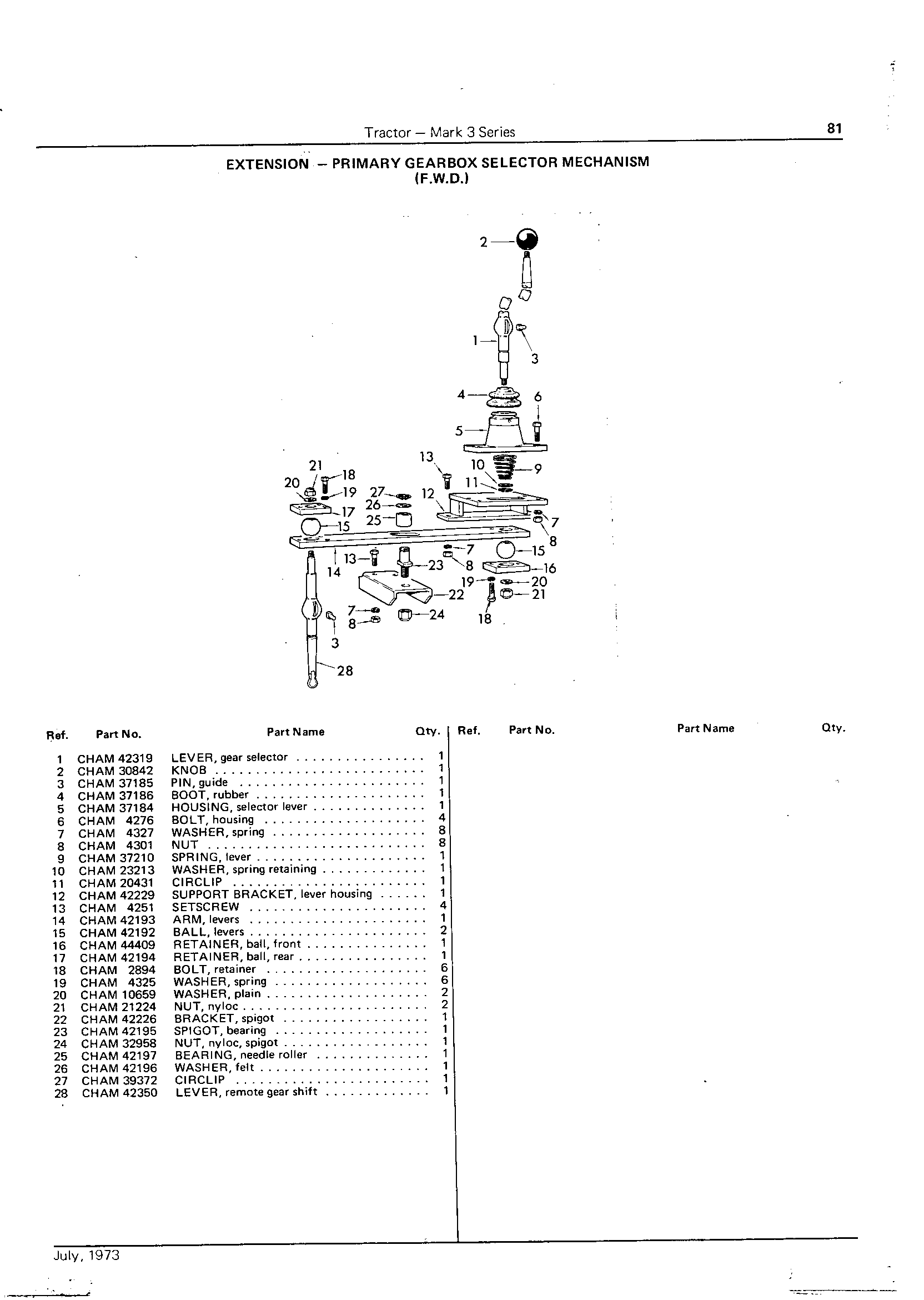 Manual Transmission Selector Mechanism Extension (F.W.D.)