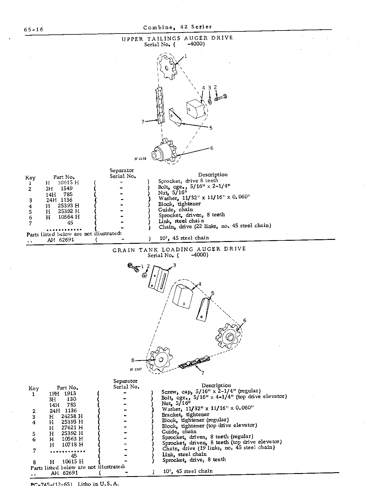 Drives for: Grain tank loading auger