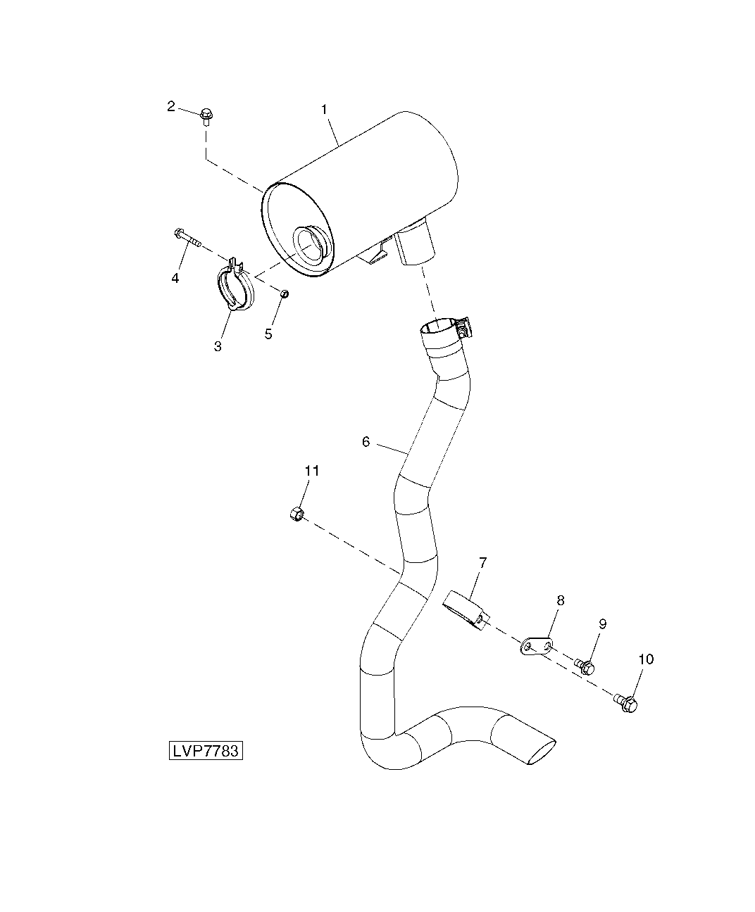 Side Discharge Exhaust Pipe And Muffler, Straddle Mount ( - 360000)