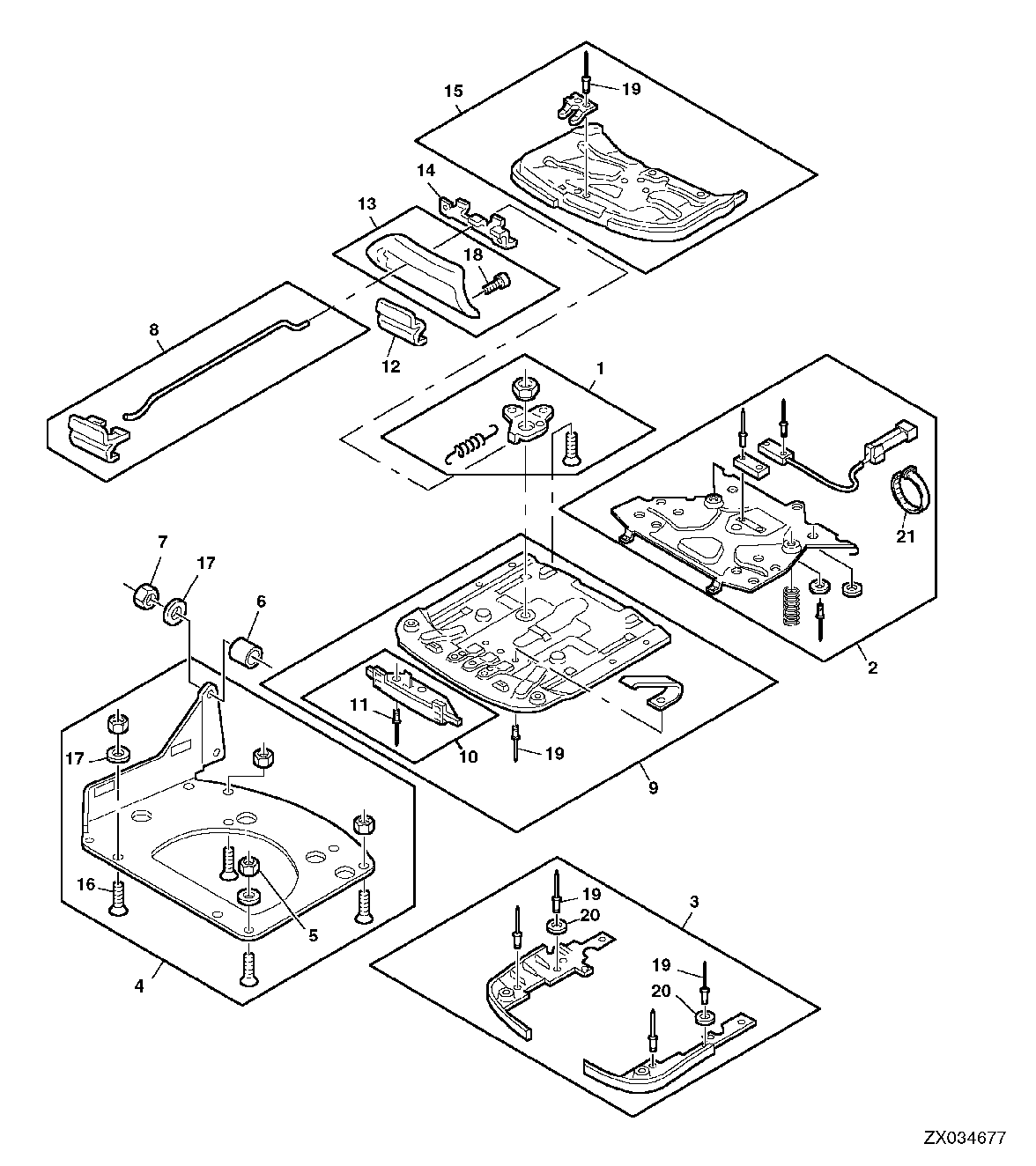 MSG85, MSG95 OPERATOR'S SEAT - TURNING AND ADJUSTMENT COMPONENTS