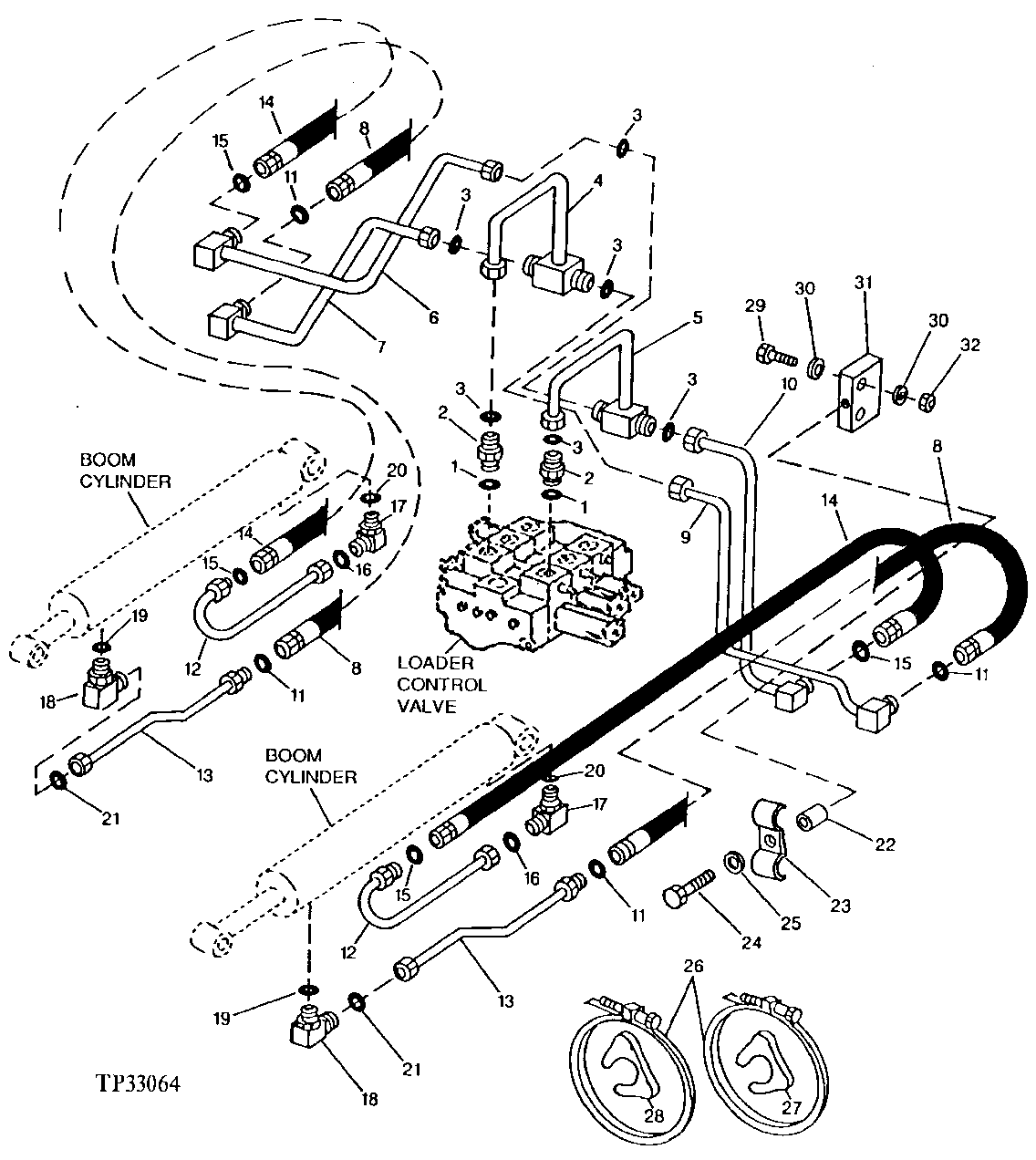 Loader Control Valve To Boom Cylinder Hydraulics (644E)