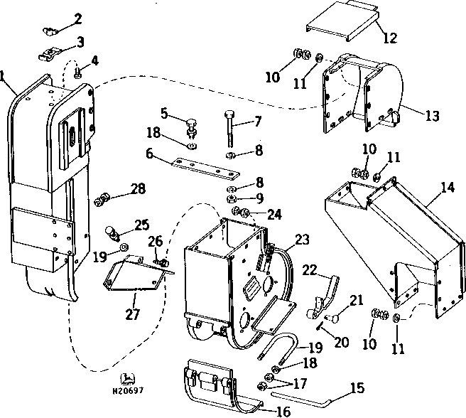 CLEAN GRAIN LOWER ELEVATOR HOUSING AND CHUTE