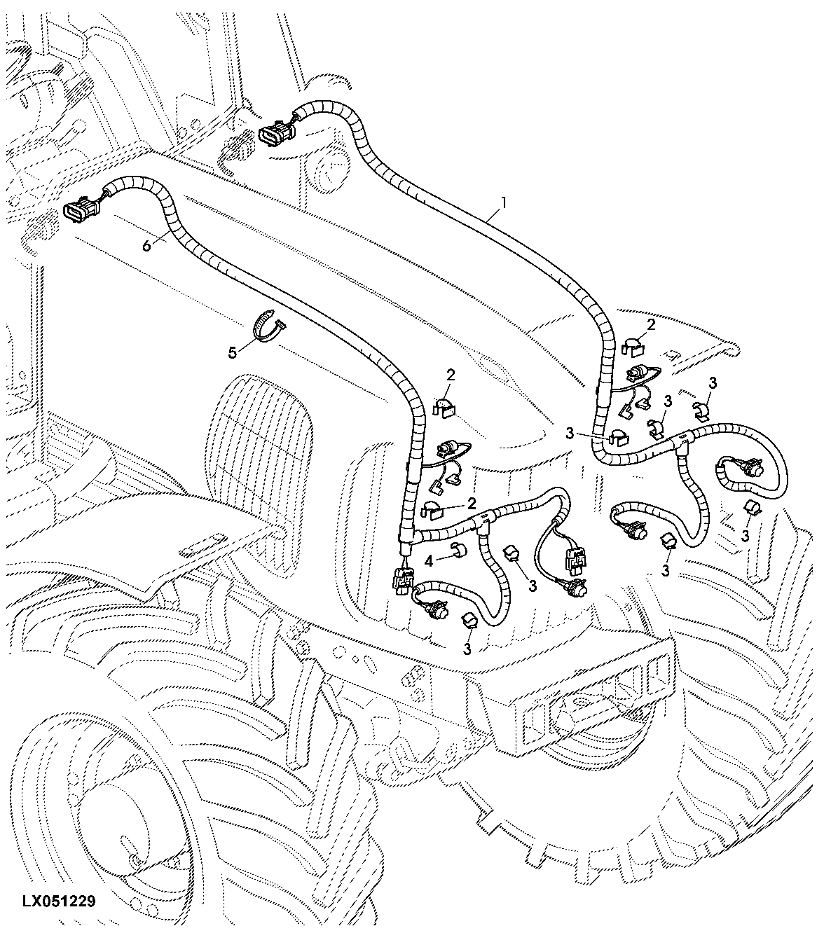 WIRING HARNESS, HEADLIGHTS AND WORKLIGHTS (FRONT GRILLE)