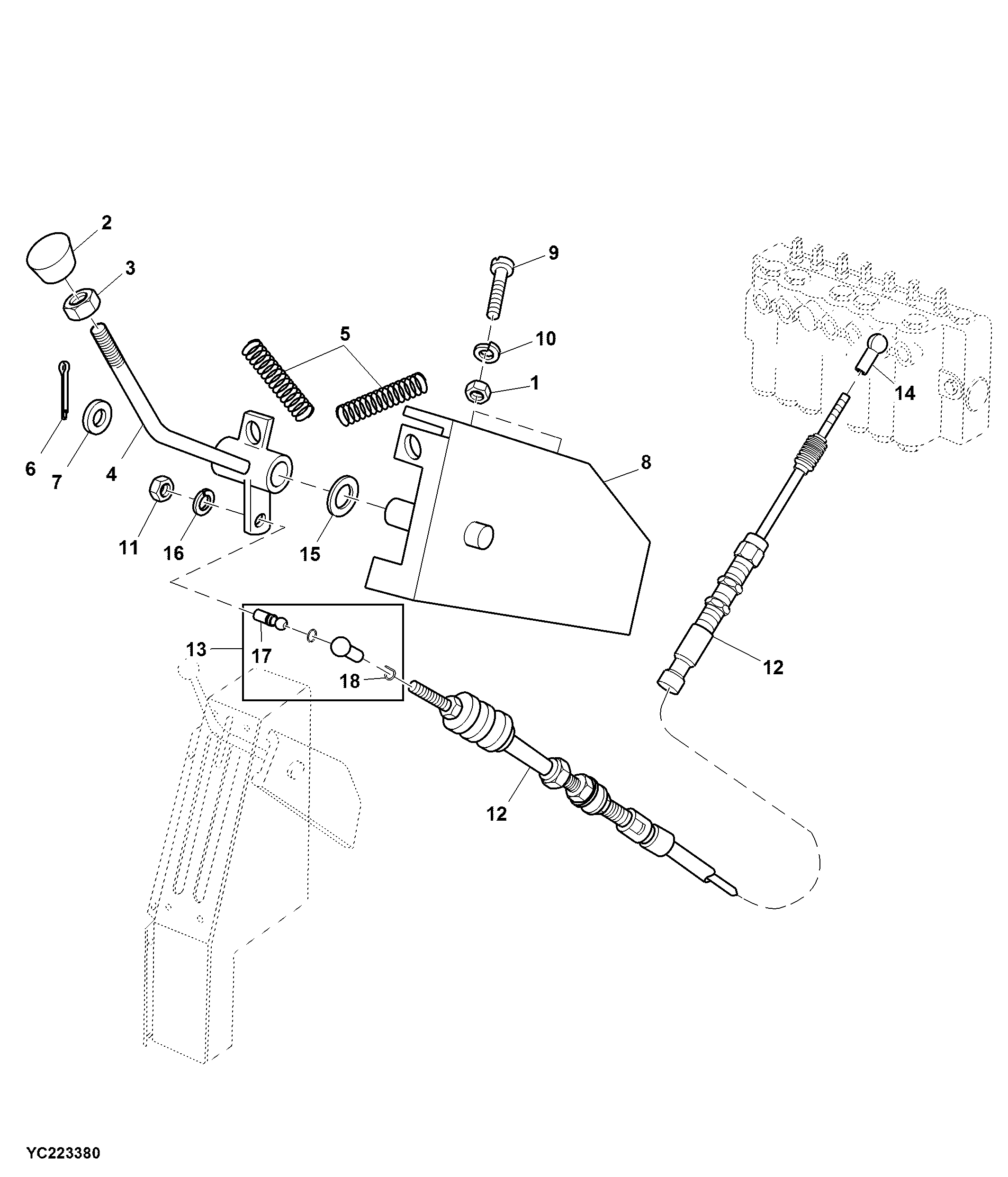 Control Linkage, Hydraulic Swing Unloading Auger