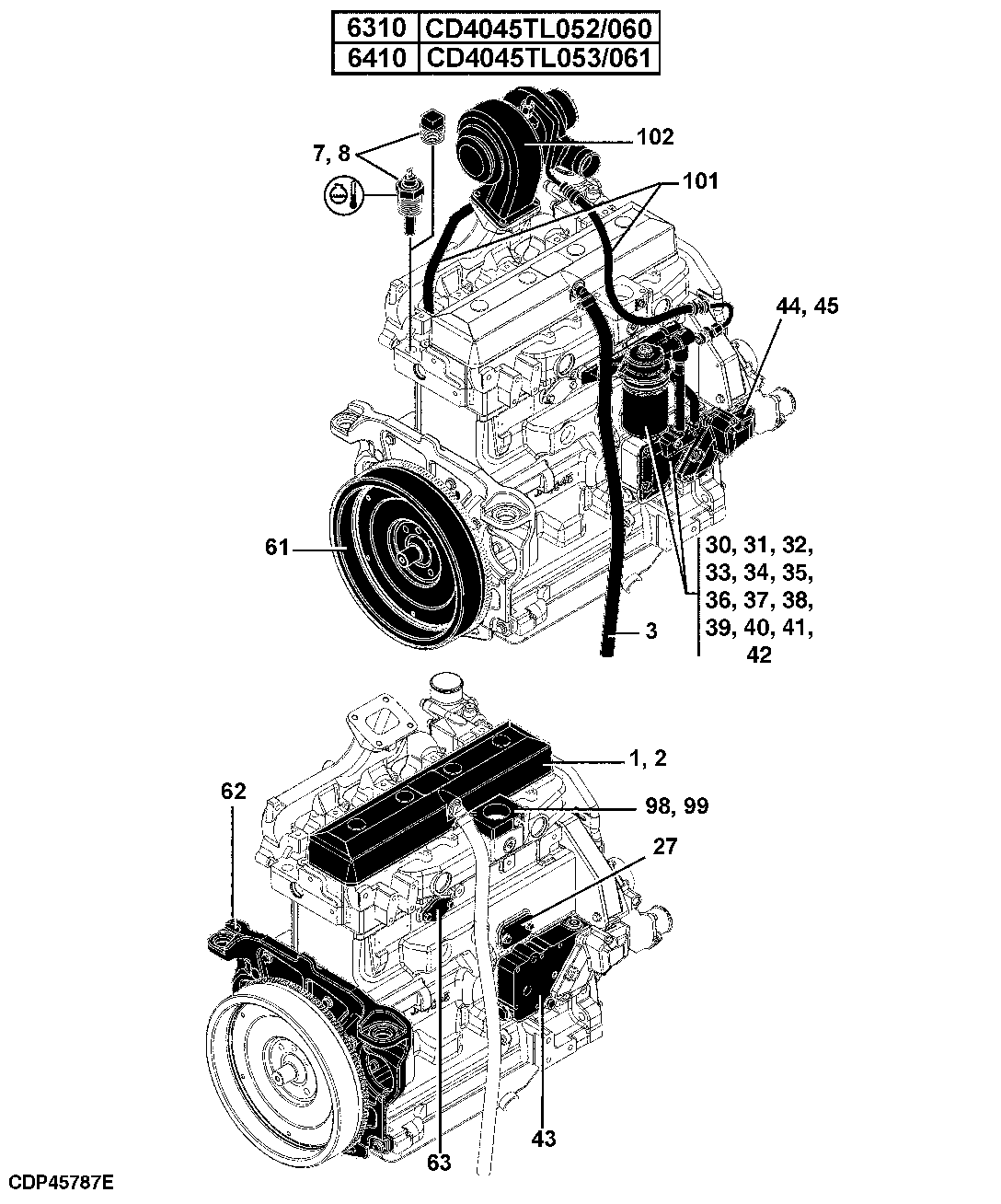 20 ENGINE, 6310 (4045TL052/60), 6410 (4045TL053/61), ( -799999)