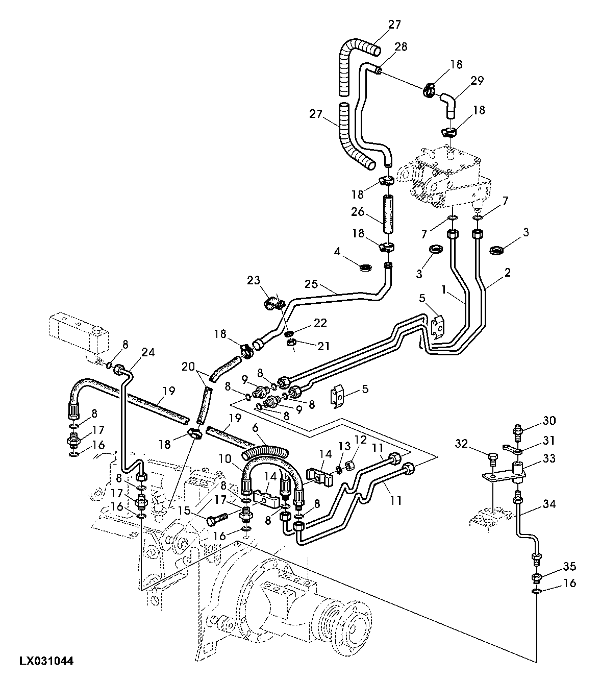 BRAKE OIL LINES, 2-POST ROLL GARD (LOW PROFILE MODELS)