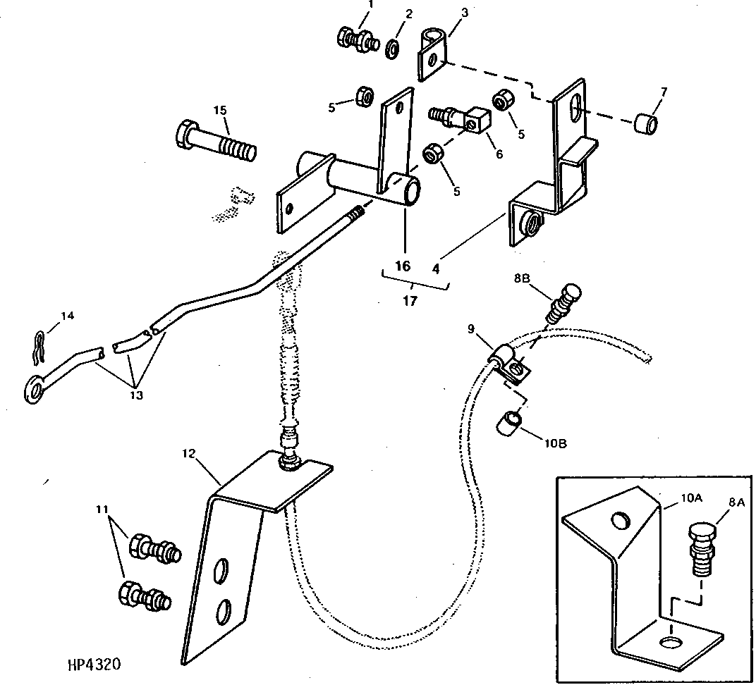 THROTTLE LINKAGE, BELL CRANK, AND CABLE SUPPORTS