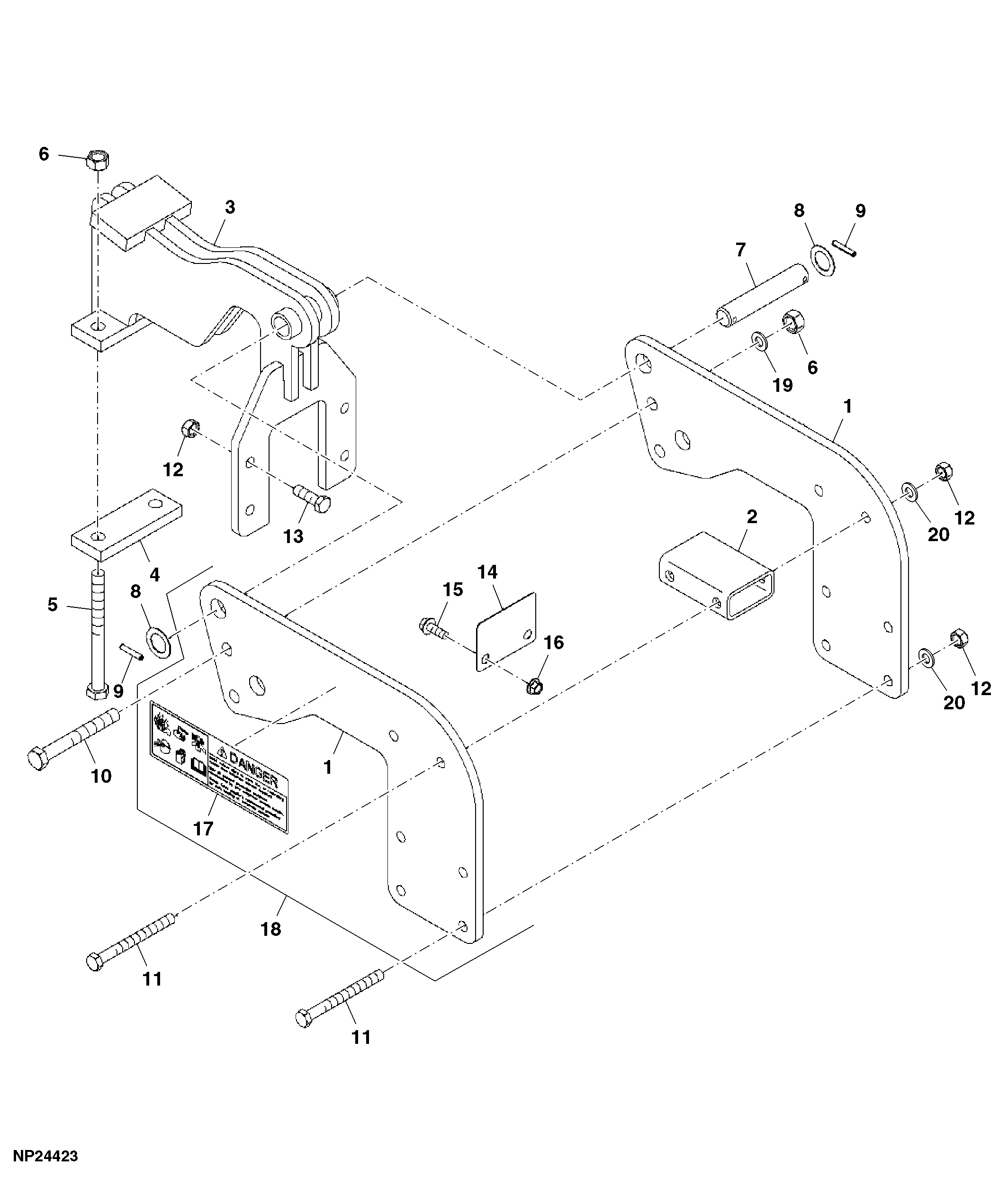 Wingfold Hinge Assembly, Rear LH Illustrated