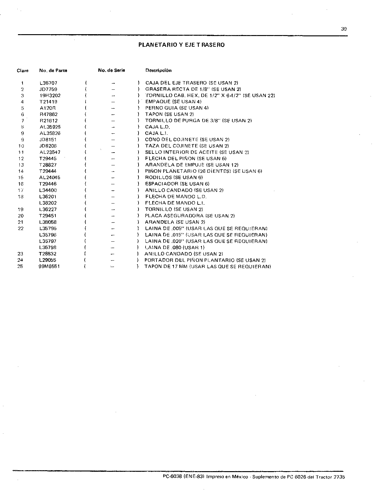 Eje Trasero (Continued)