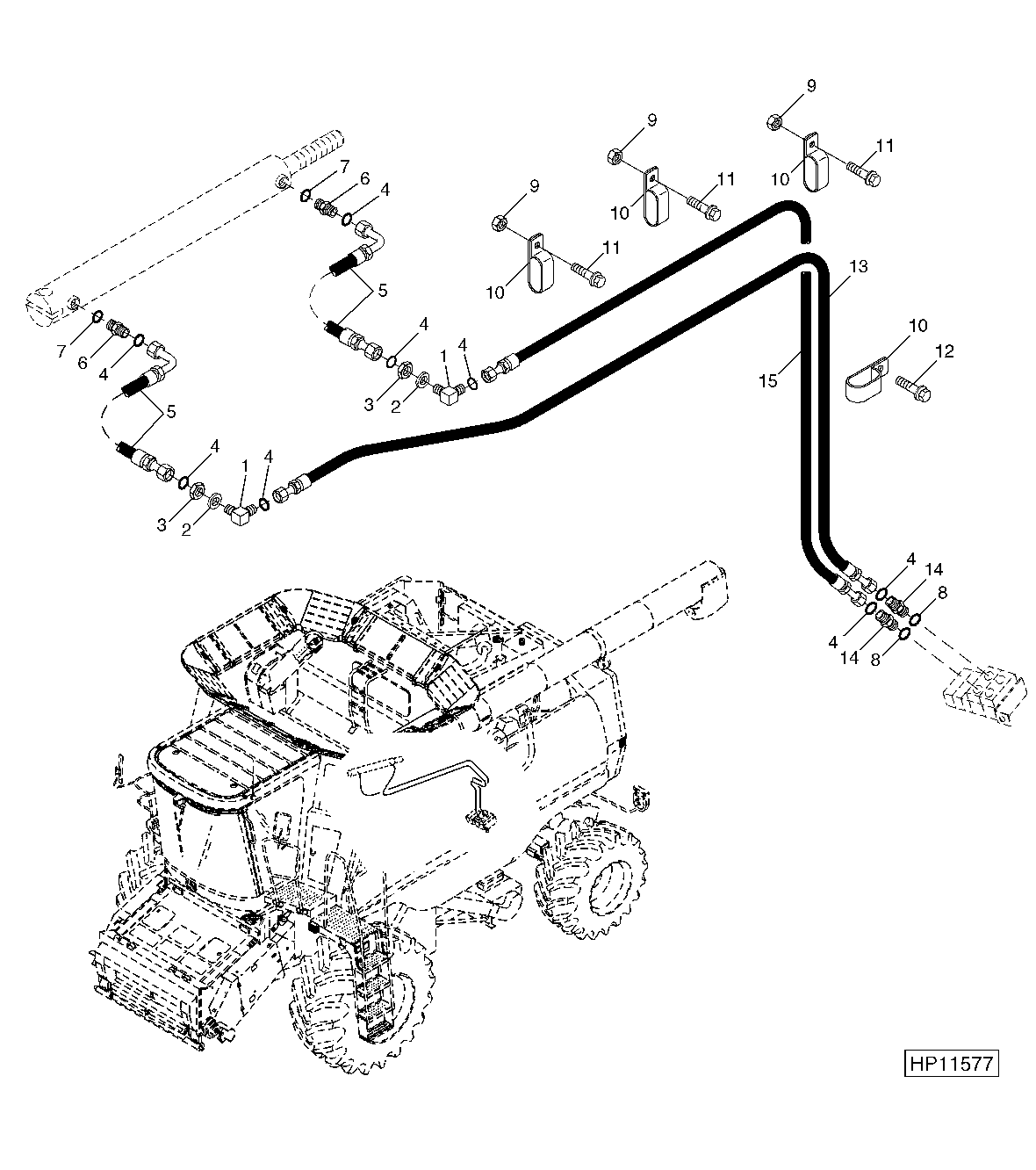 Unloading Auger Swing Cylinder Hoses (695401 - )