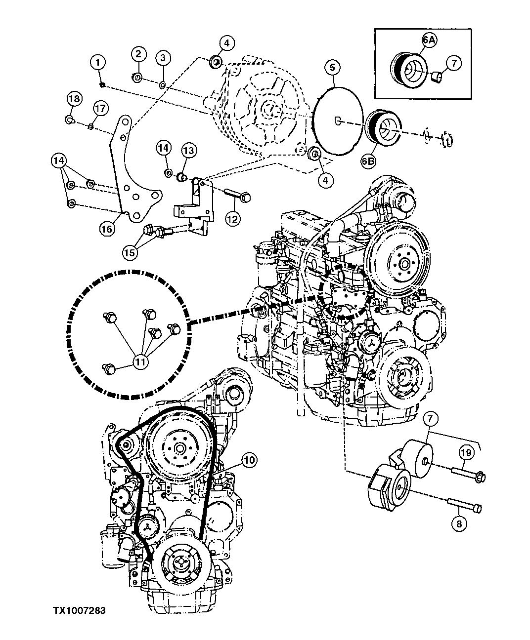 ALTERNATOR MOUNTING BRACKETS AND BELT (55 AMP) (WITHOUT AIR CONDITIONING)