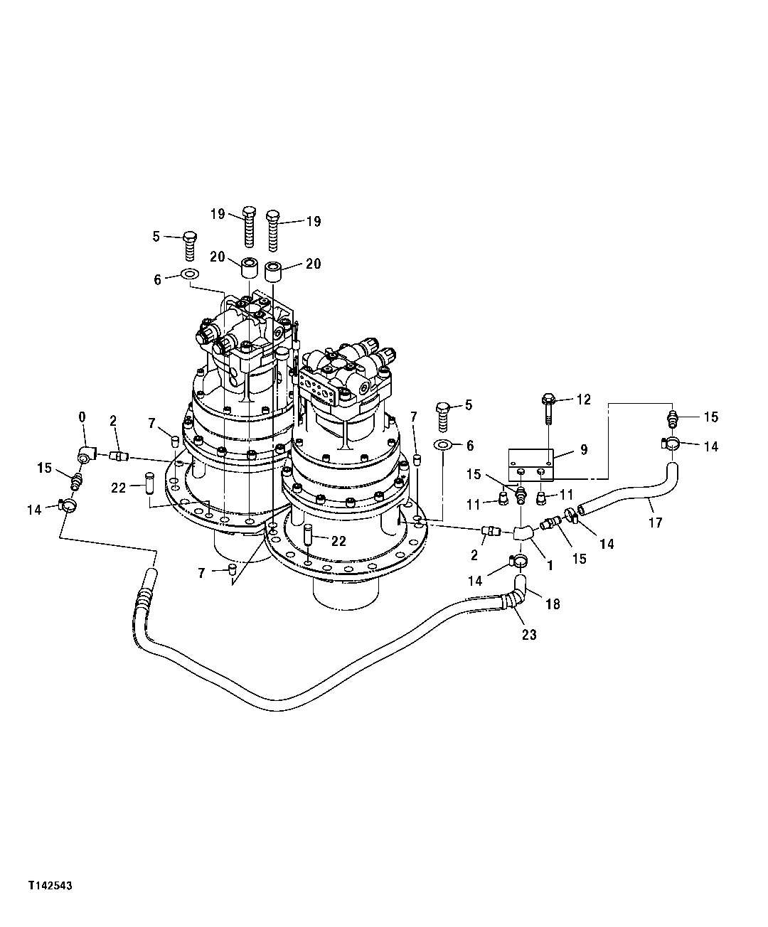 SWING GEARBOX MOUNTING HARDWARE AND DRAIN HOSES