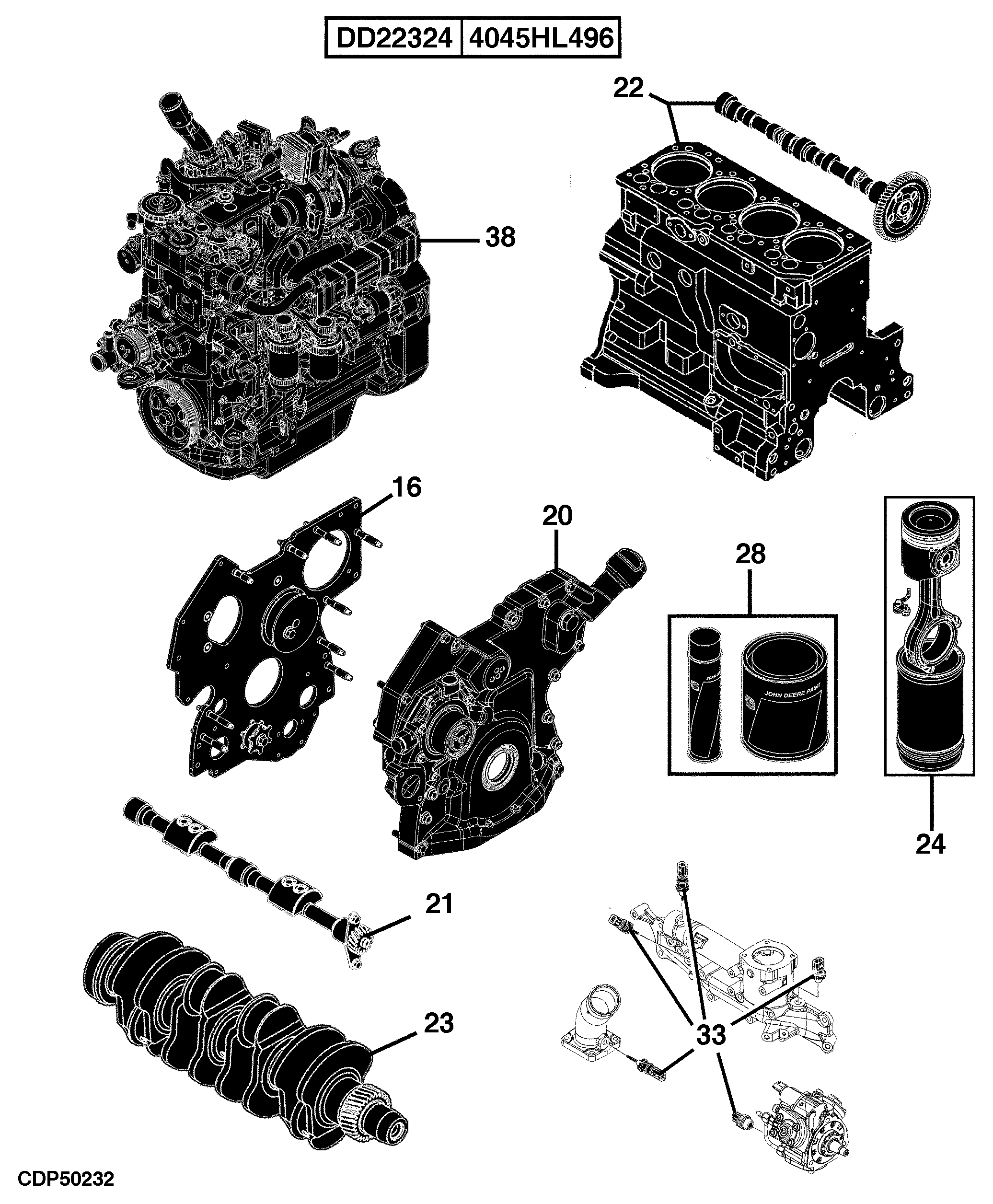 24 Engine 4045HL496-DD22324-DD22368-PE11447-DD22362-ETN97385-ETN97386-ETN108617-ETN108618-ETN110955-ETN110956-ETN97384-ETN108616-ETN110954