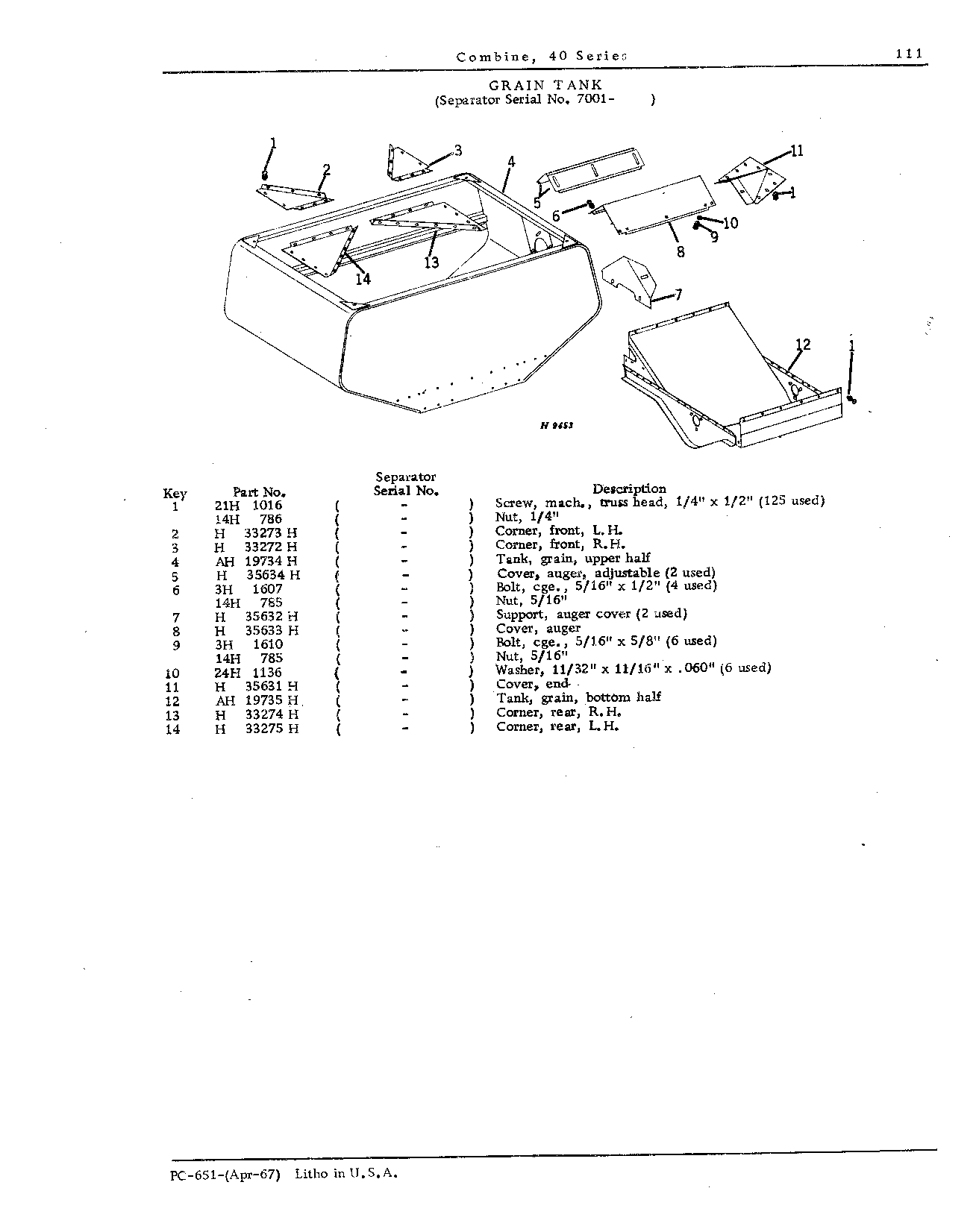 Grain Tank, Loading and Unloading Augers (Continued)