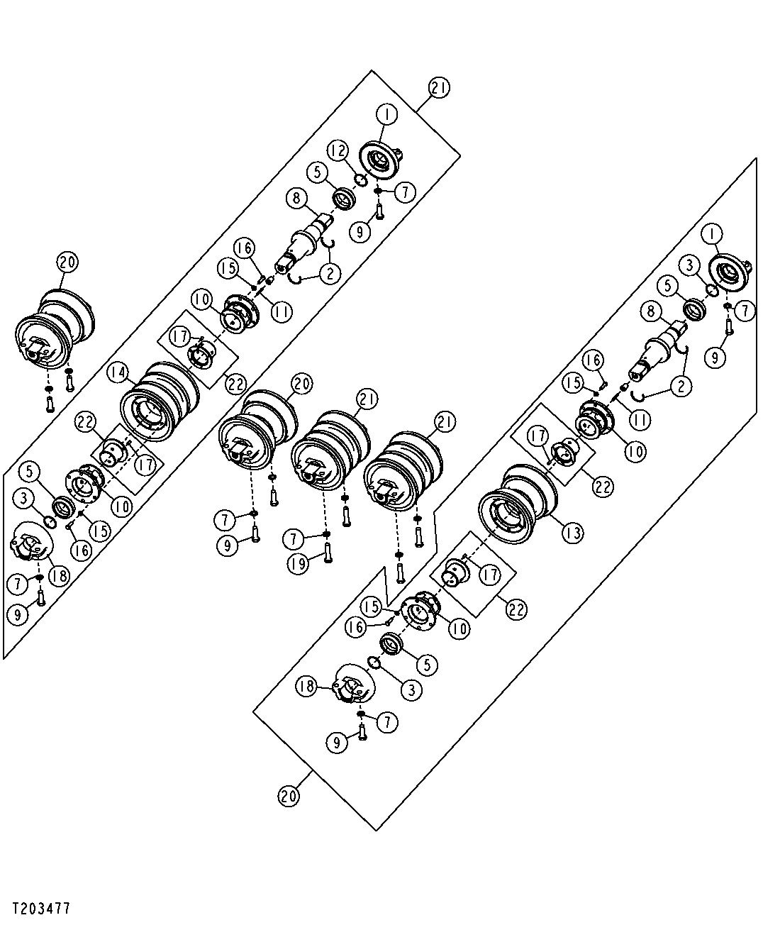 TRACK ROLLER (SINGLE AND DOUBLE FLANGED) AND COMPONENT PARTS (SERIAL NO. 927489- )