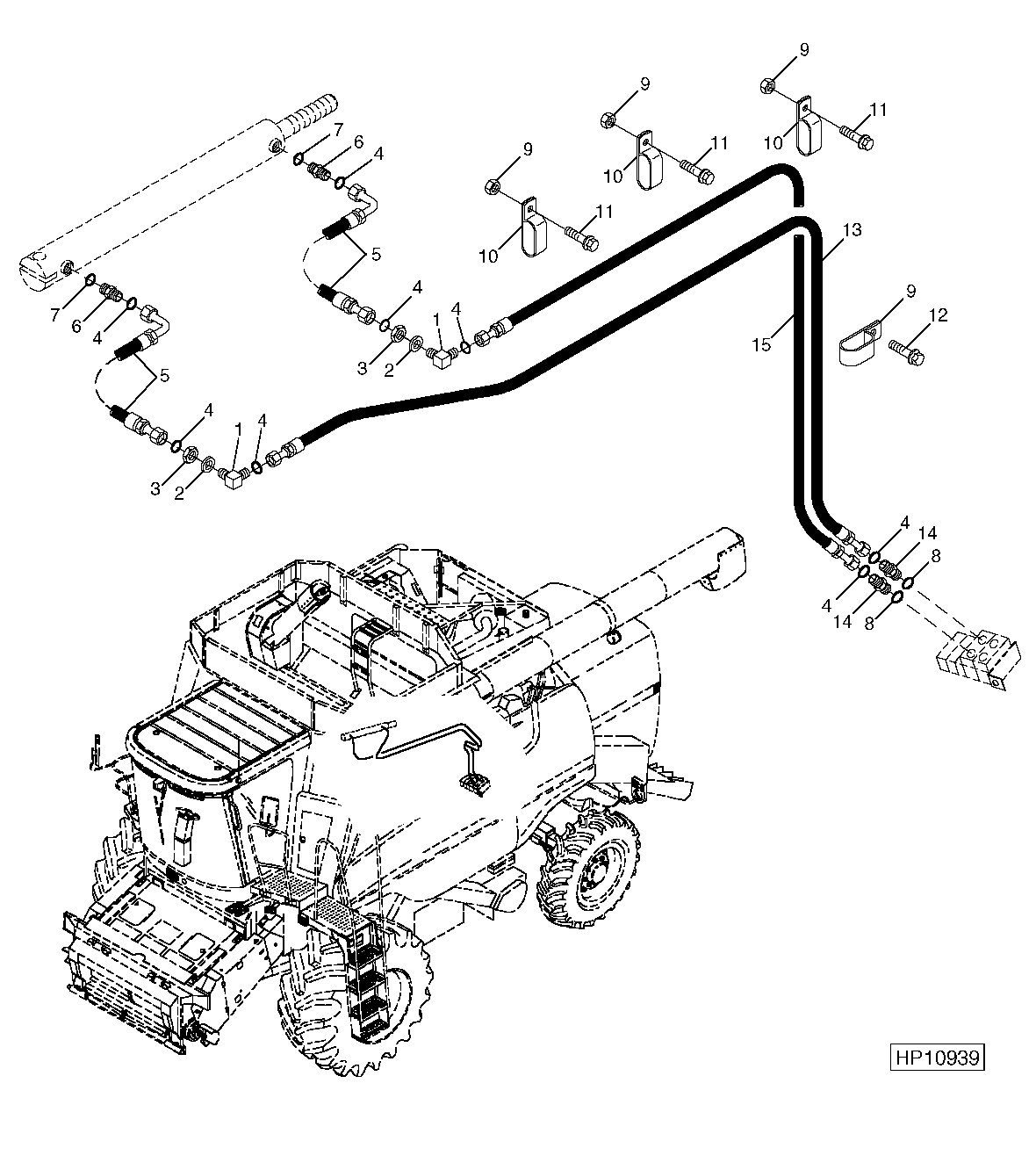 Unloading Auger Swing Cylinder Hoses (695301 - )