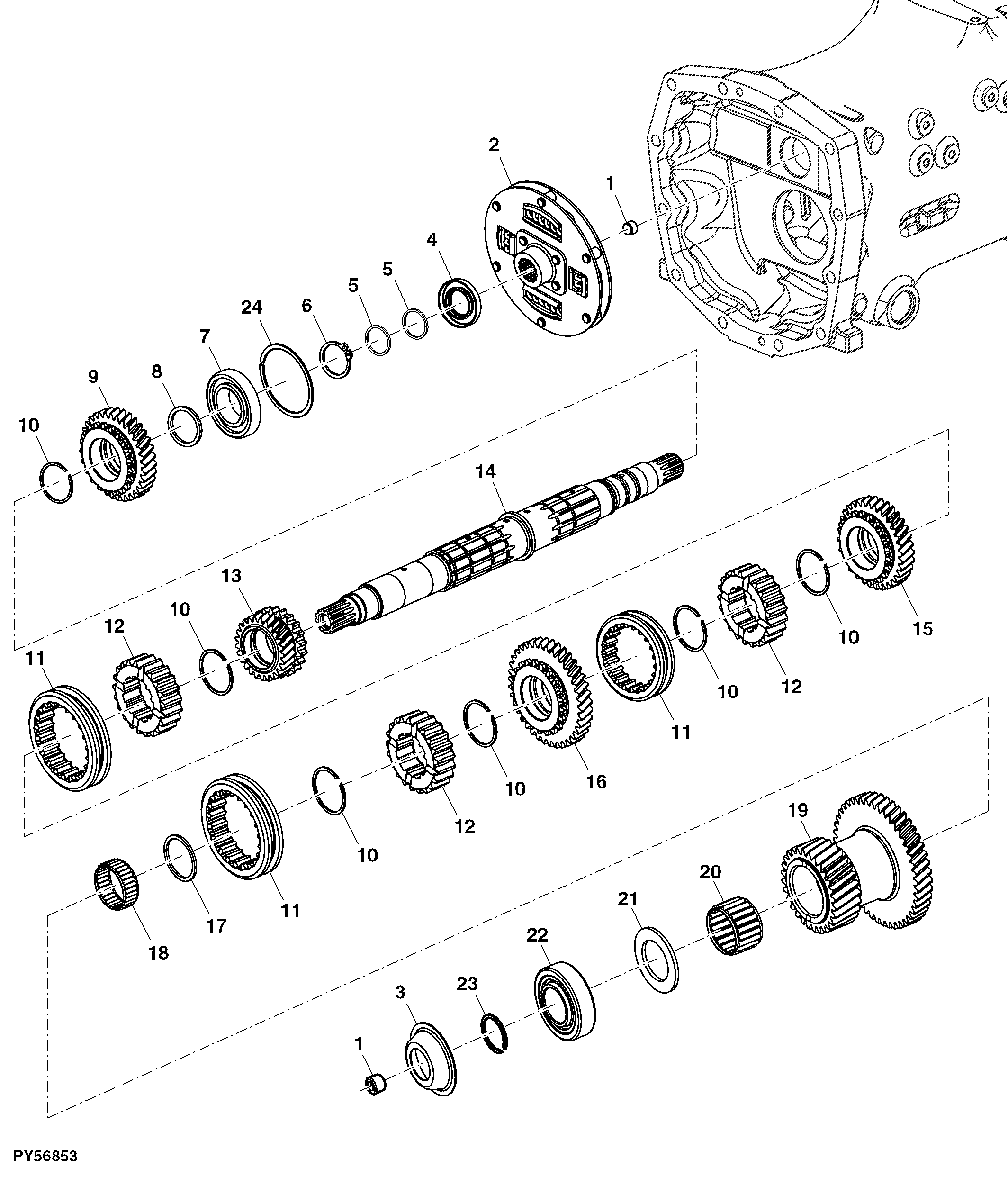 Top Drive Shaft W/ Rotavator Gear, High Speed A Range