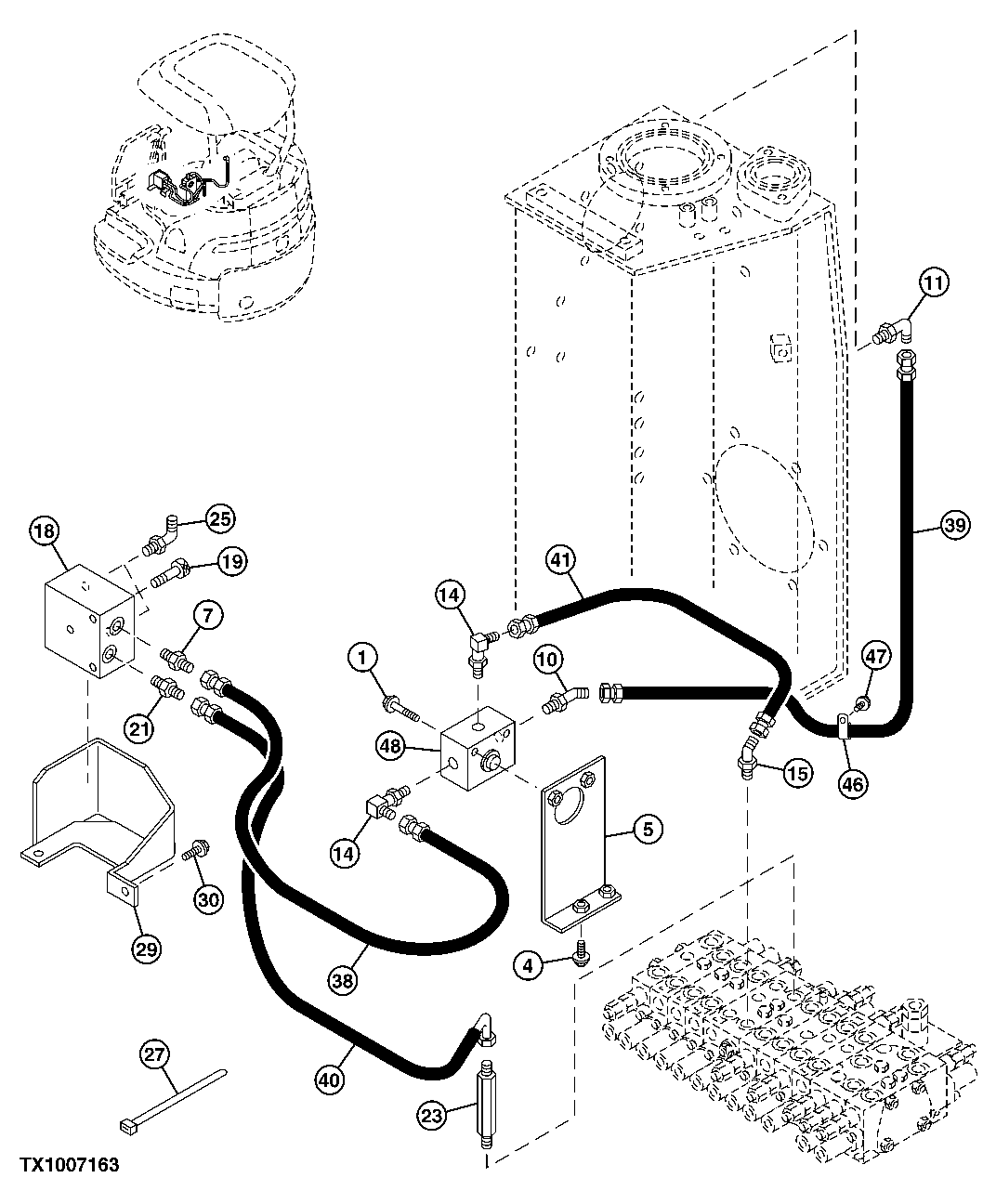 AUXILIARY HYDRAULIC LINES (UPPERSTRUCTURE)(SN. -005217) ( - 005217)
