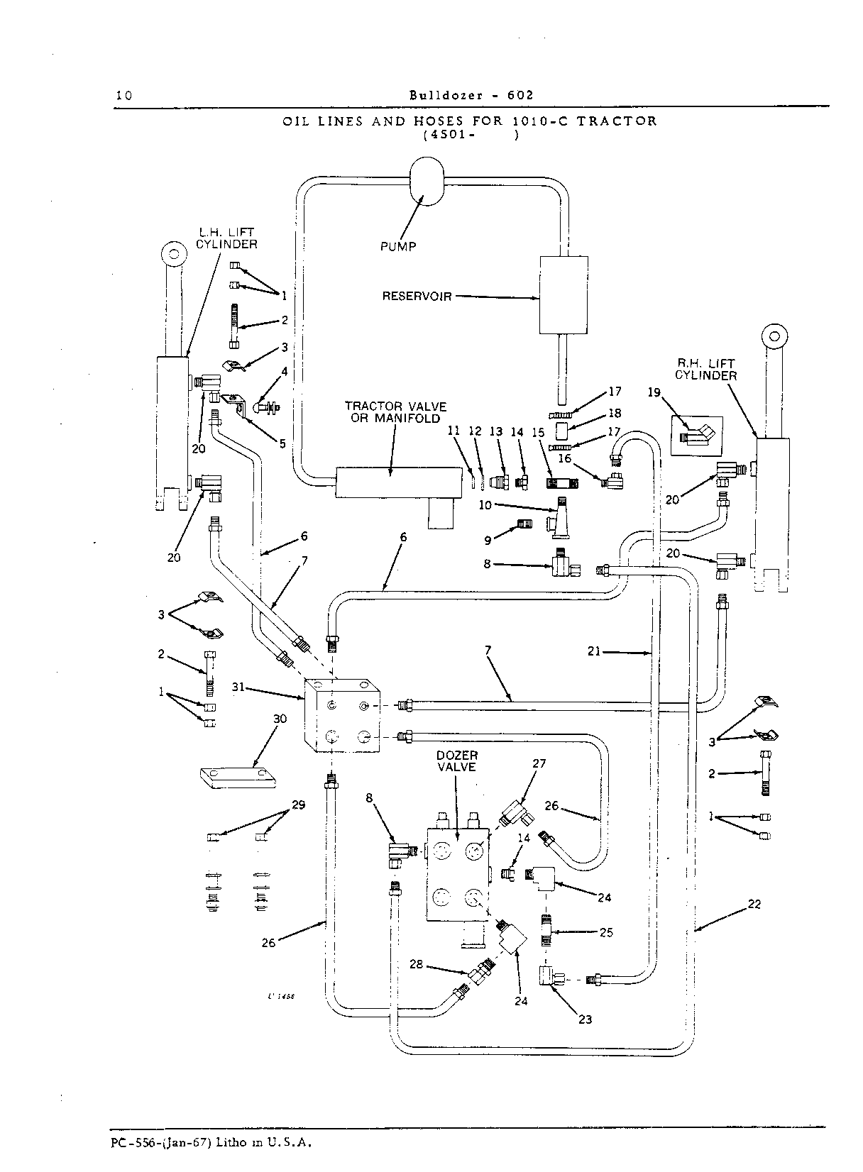 Oil Lines and hoses for "1010" Crawler Tractor (4501- )
