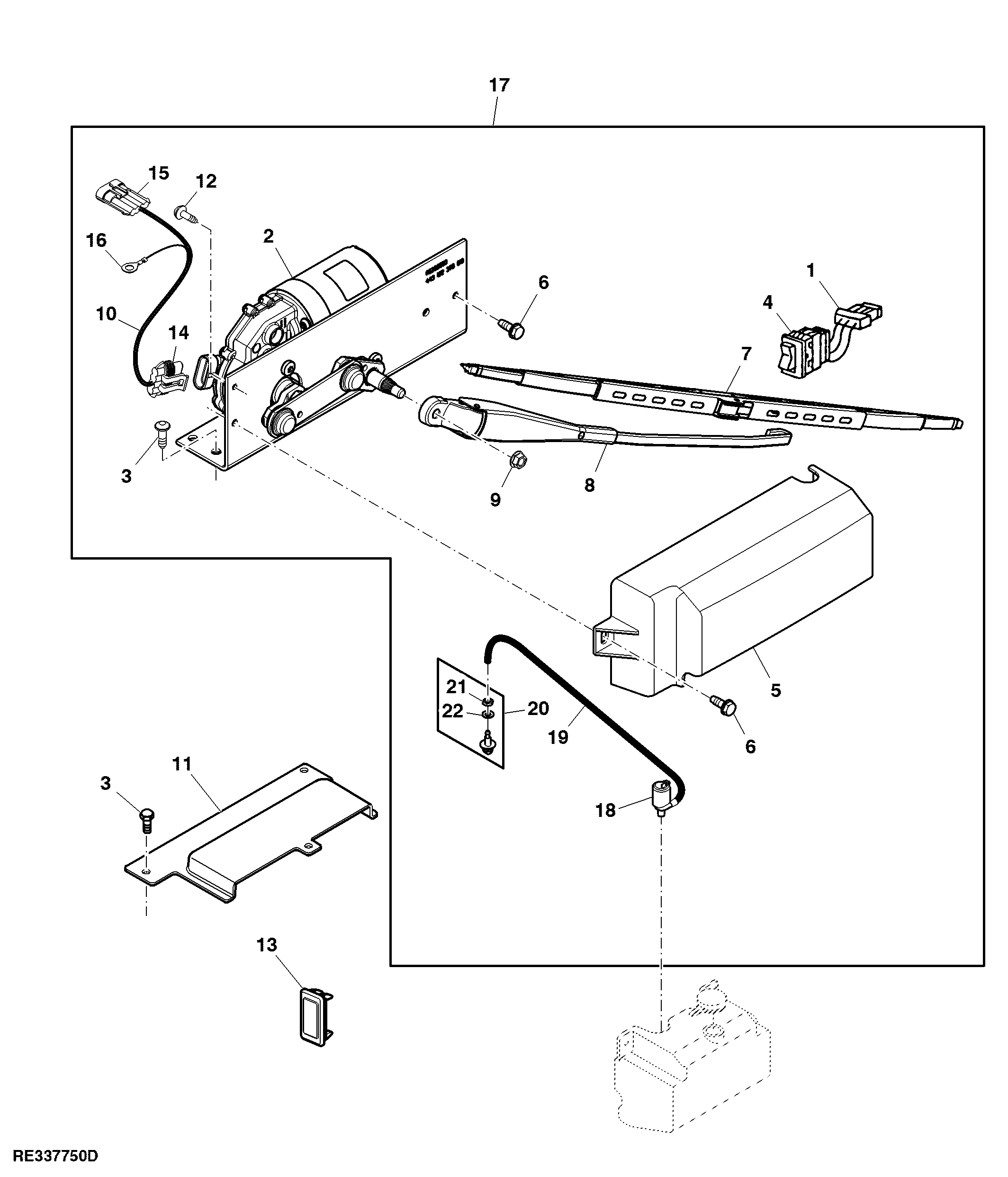 Windshield Wiper Motor Assembly, Front and Rear, Attachment