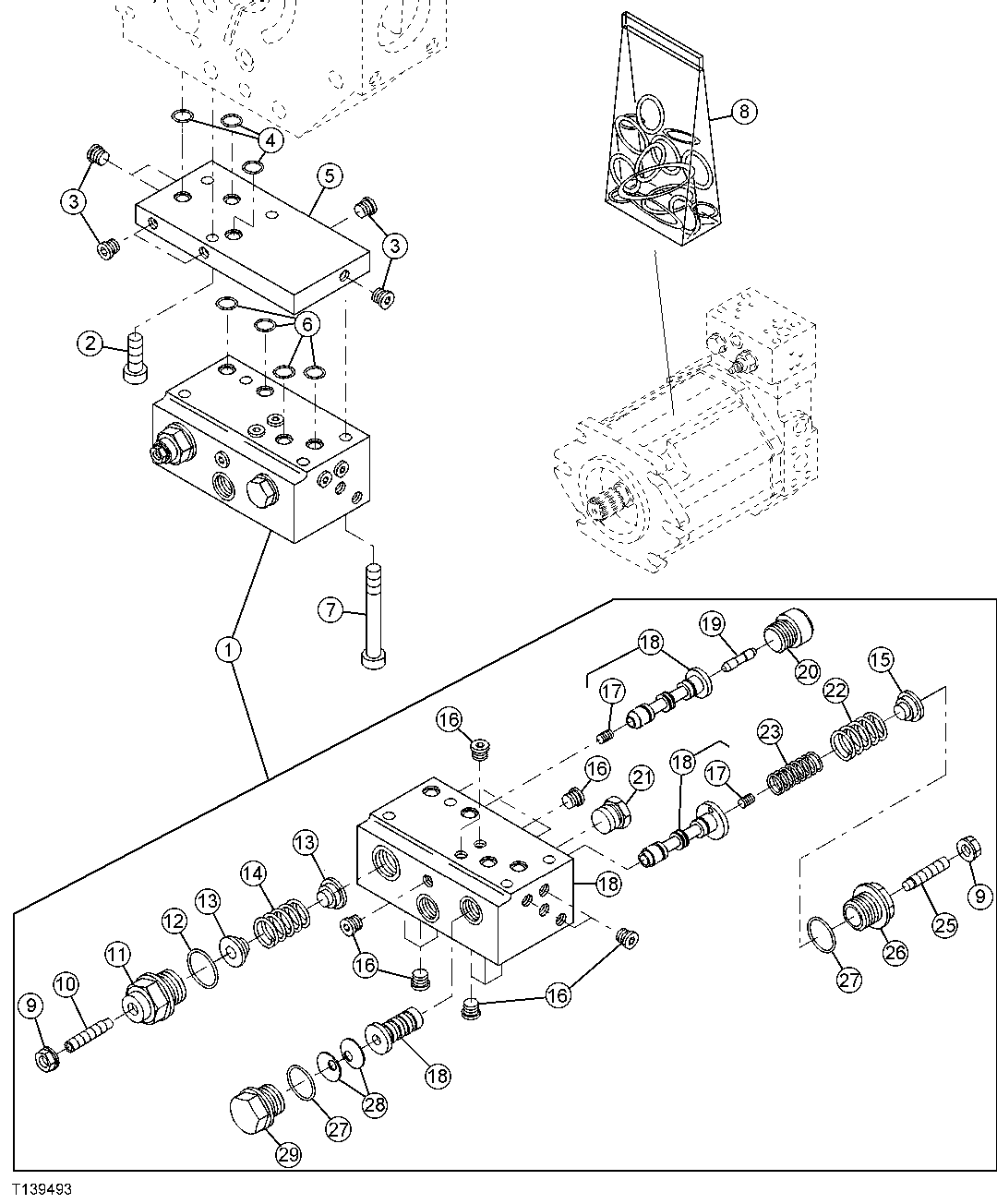 MAIN HYDRAULIC PUMP LOAD SENSE AND PRESSURE COMPENSATOR VALVE