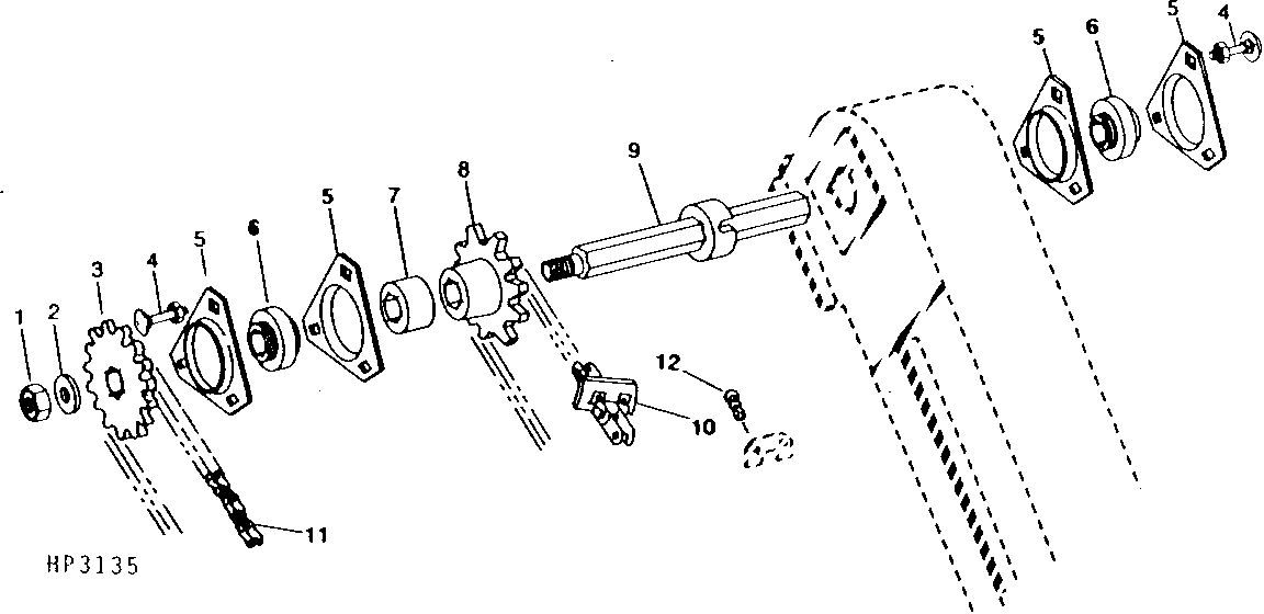 TAILINGS ELEVATOR CONVEYOR CHAIN, SPROCKETS AND BEARINGS