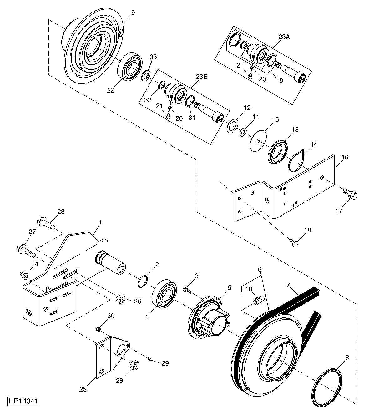 Variable Drive Upper Countershaft, Sheaves and Supports ( - 715600)