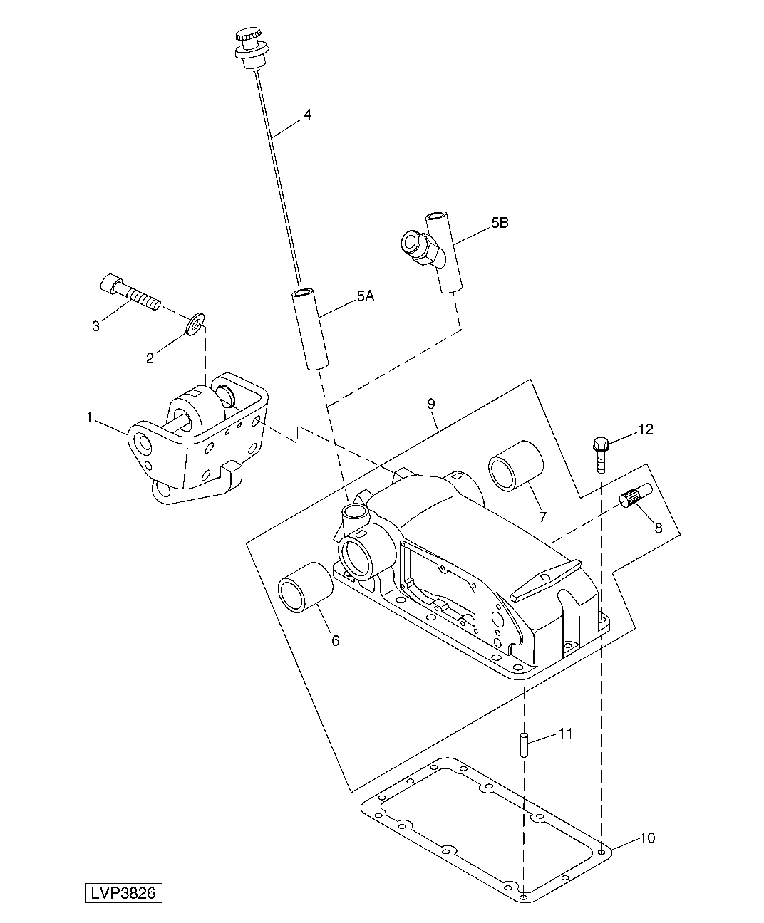 ROCKSHAFT HOUSING, DIPSTICK AND CENTER LINK BRACKET