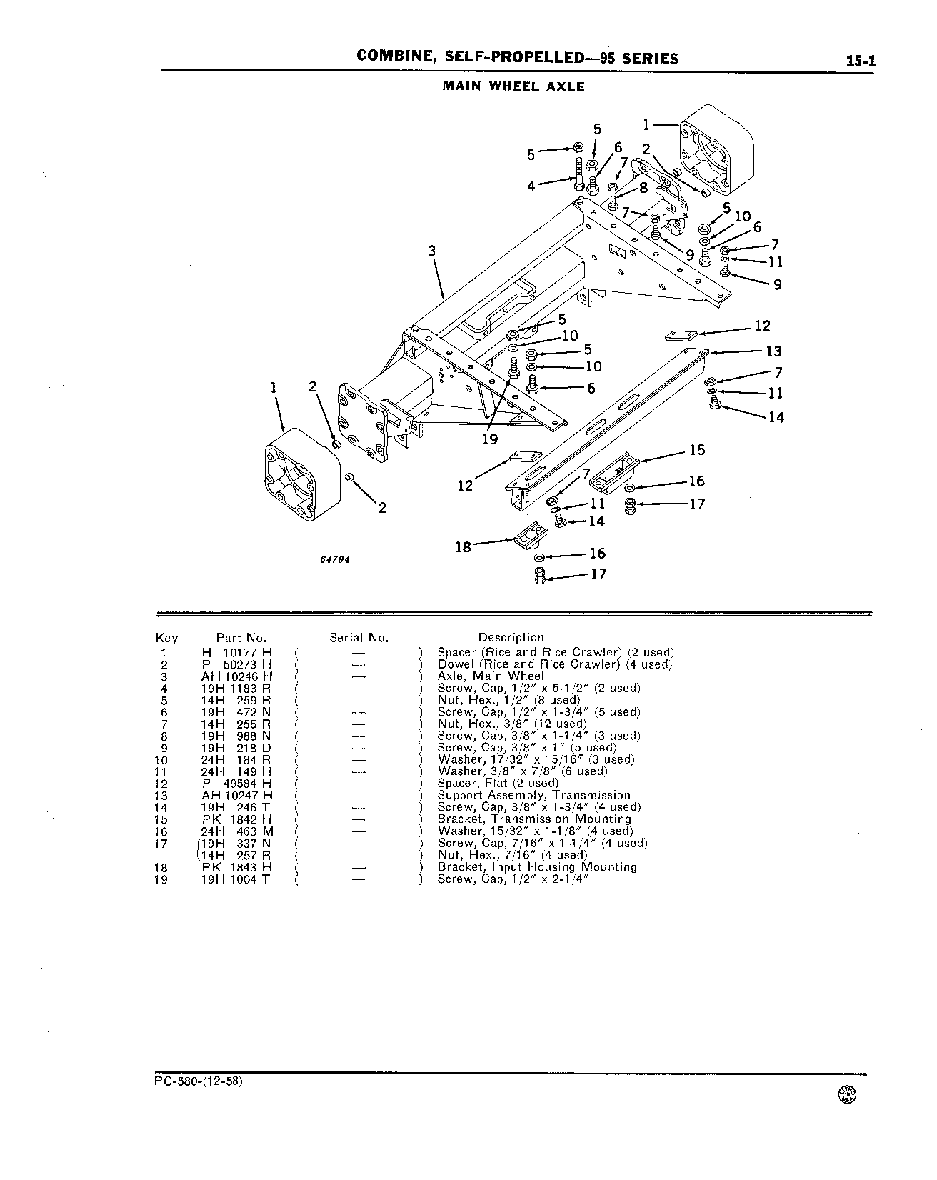 Main Wheel Axle Support, Transmission Clutch, Brakes, and Shields