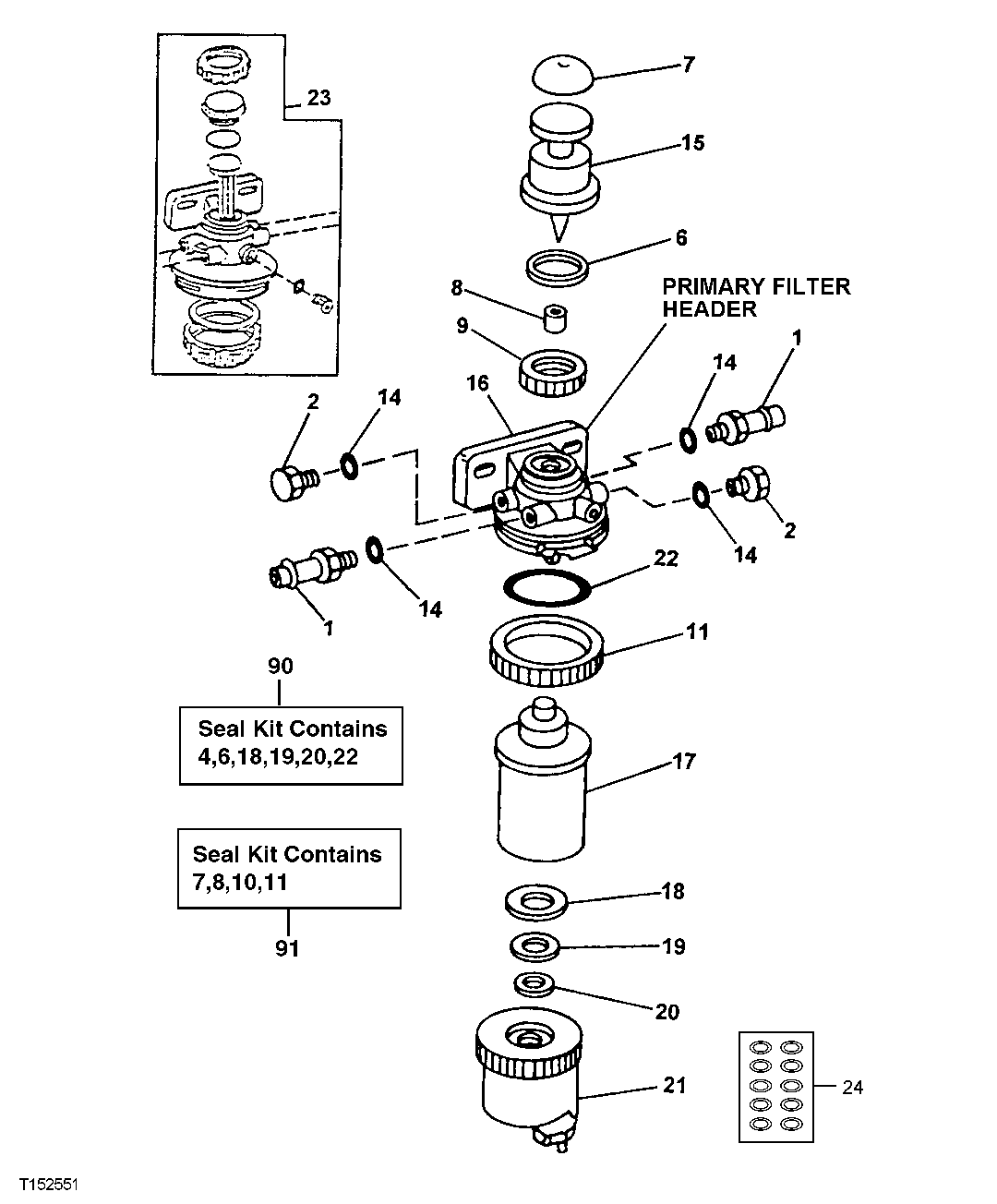 Primary Fuel Filter, Header and Service Kits