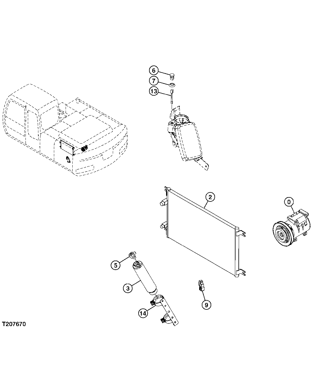 Air Conditioner Compressor, Condenser and Receiver-Dryer