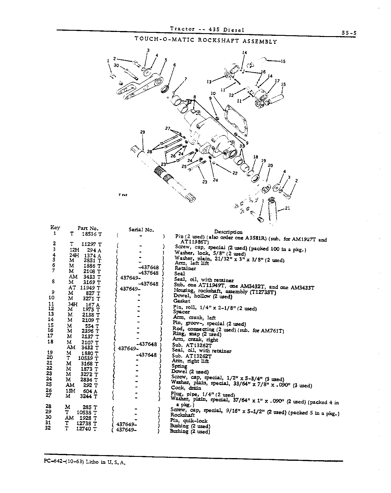 Rockshaft assembly, Touch-o-matic