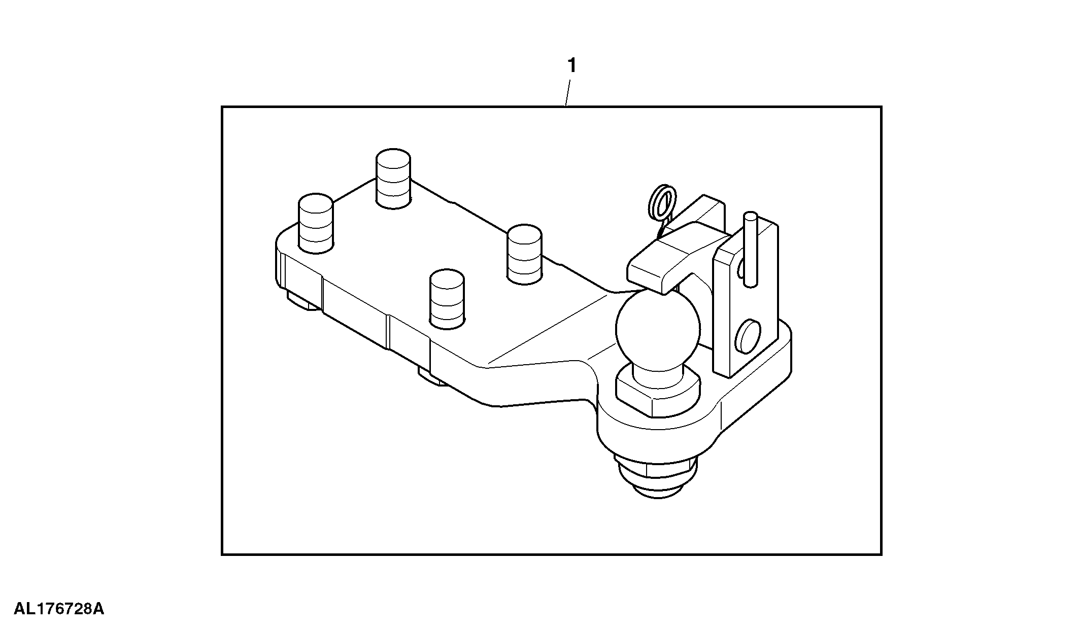 Attachment, Ball Type Hitch, Height Adjustable, Forced Steering System, RH