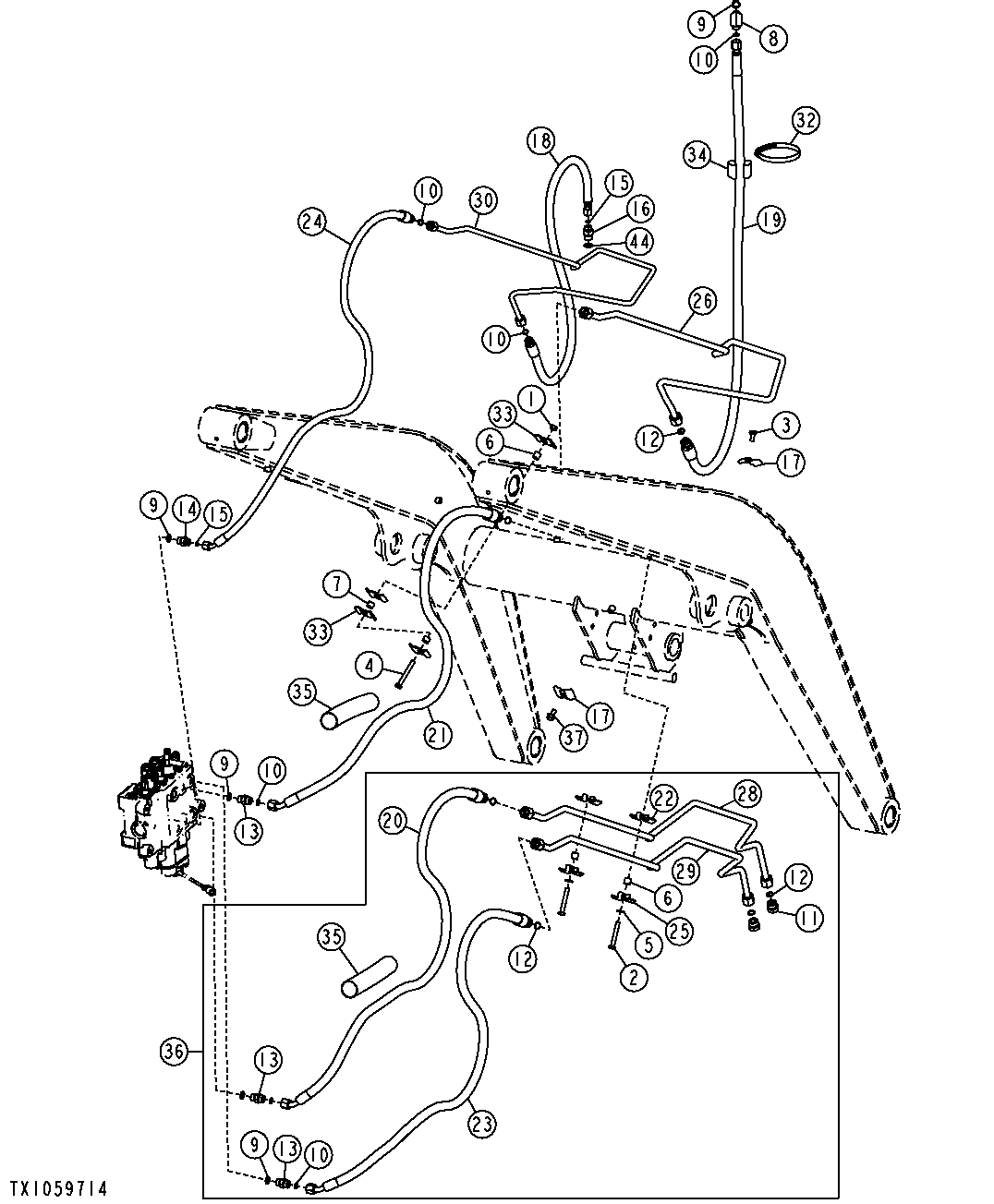 Loader Bucket Cylinder and Third Function Hydraulics ( - 204987)