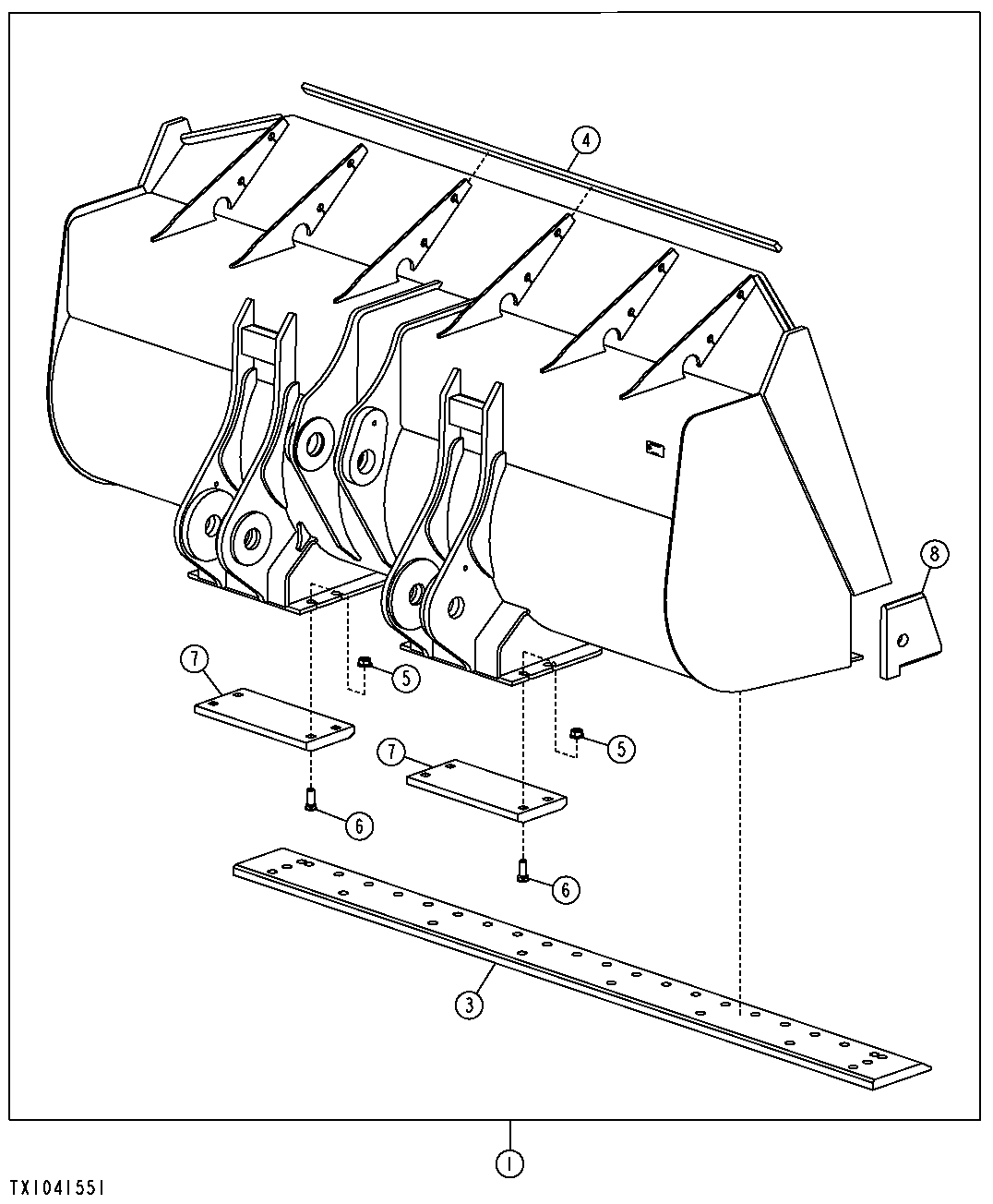 LOADER BUCKETS, CUTTING EDGE AND SHOES (SN 616687- )