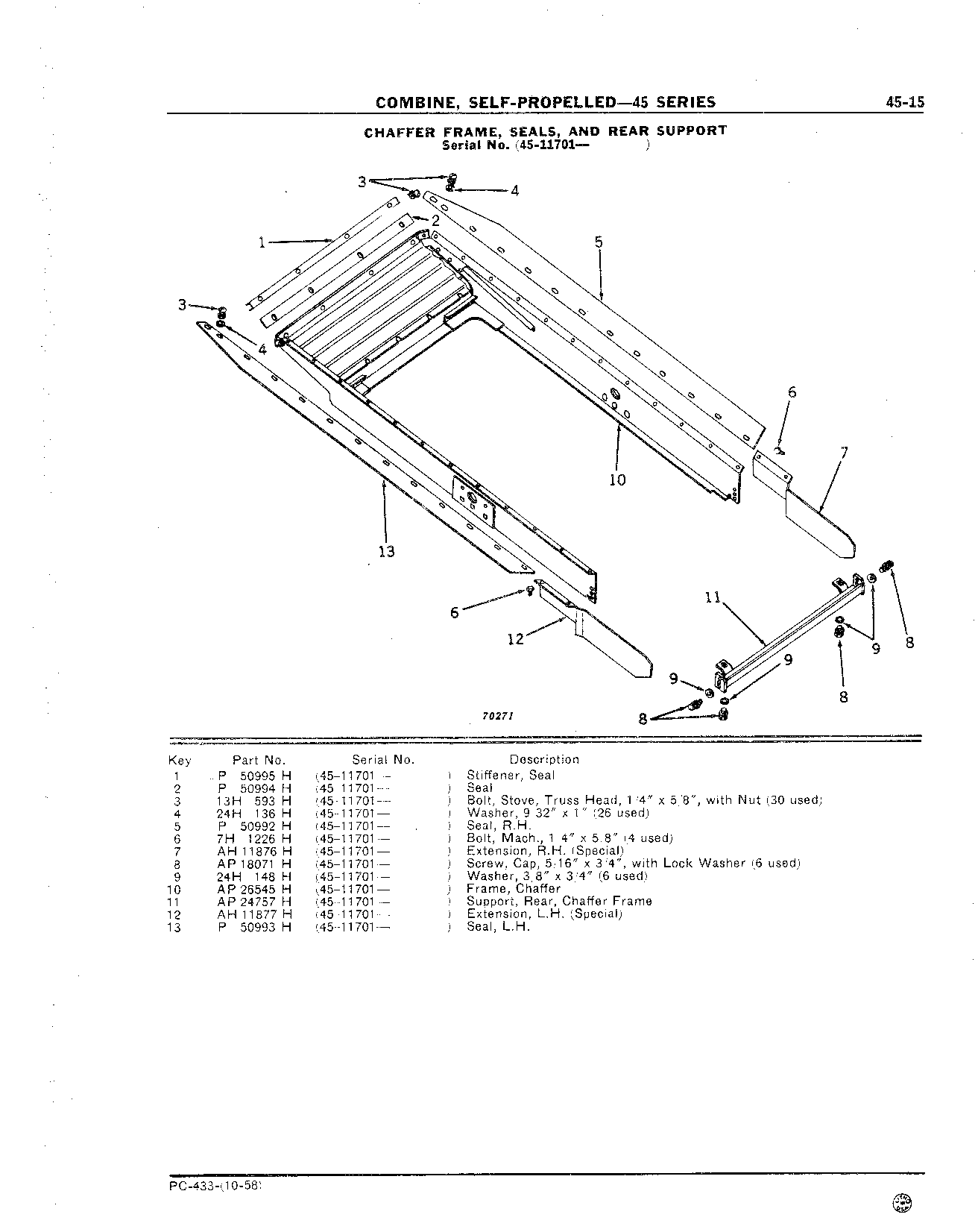 Chaffer Frame, Seals and Rear Support (Continued)