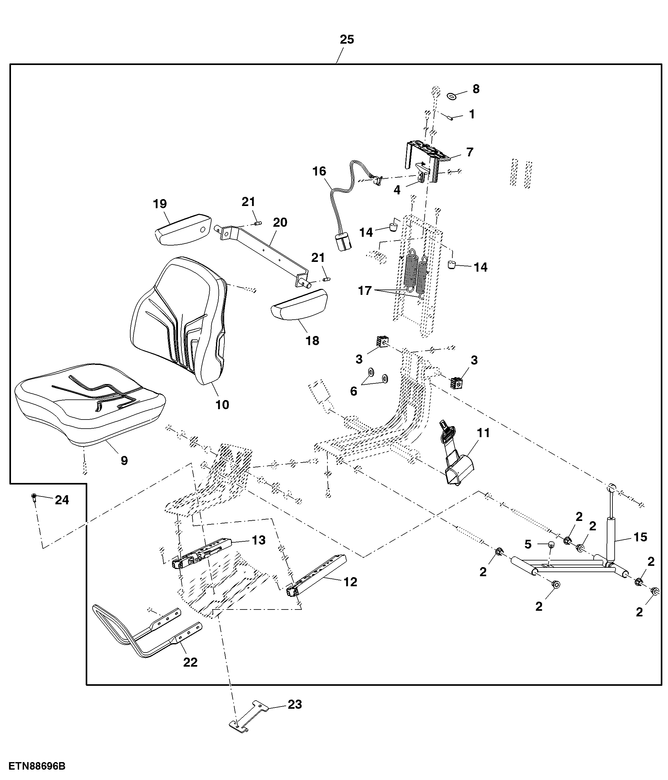 Seat Suspension / Seat Switch, Open Operator Station