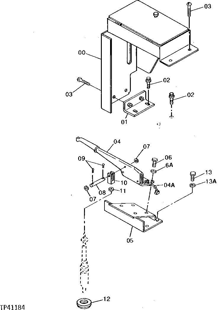 Upper Parking Brake Linkage and Lever (Cab With Heater) (000376 - )