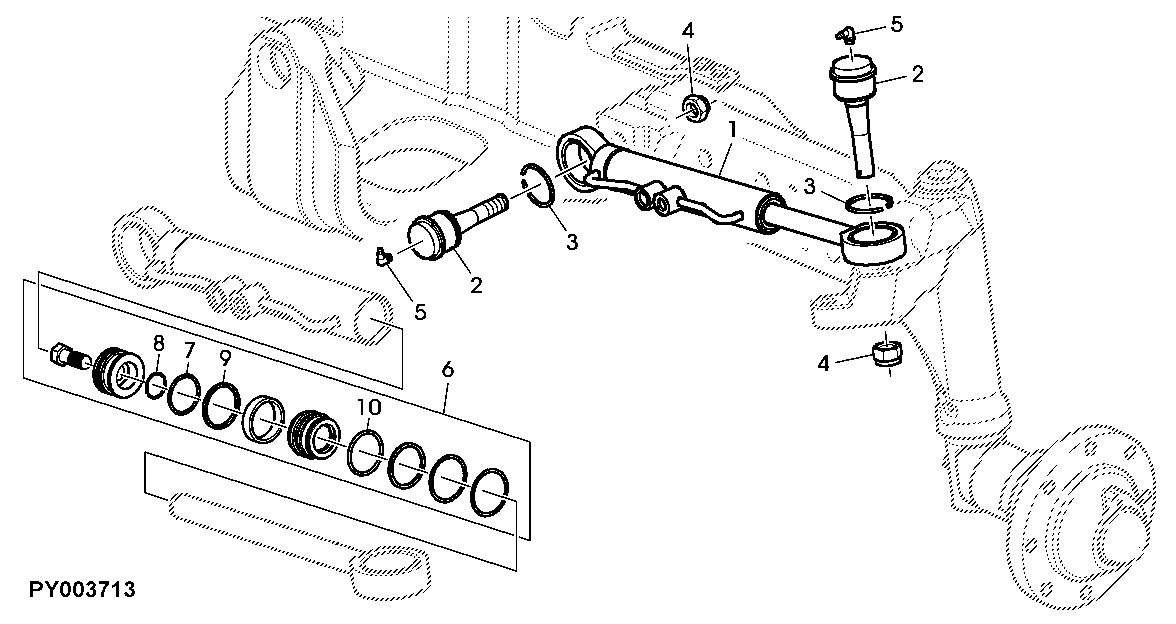 FRONT AXLE, STEERING CYLINDER (DOUBLE-ACTING) W/O MFWD