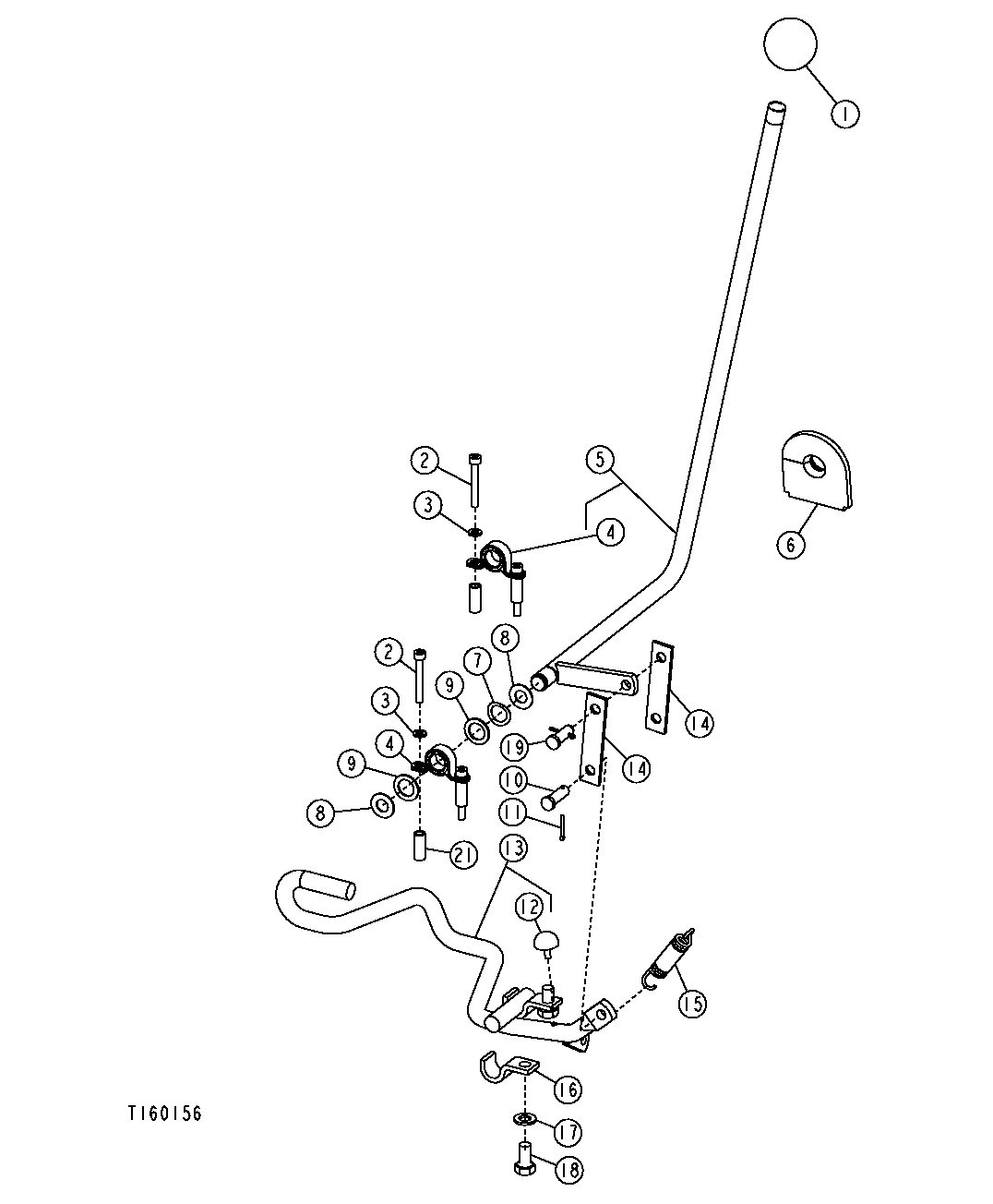 Backhoe Boom Lock Control Lever and Linkage