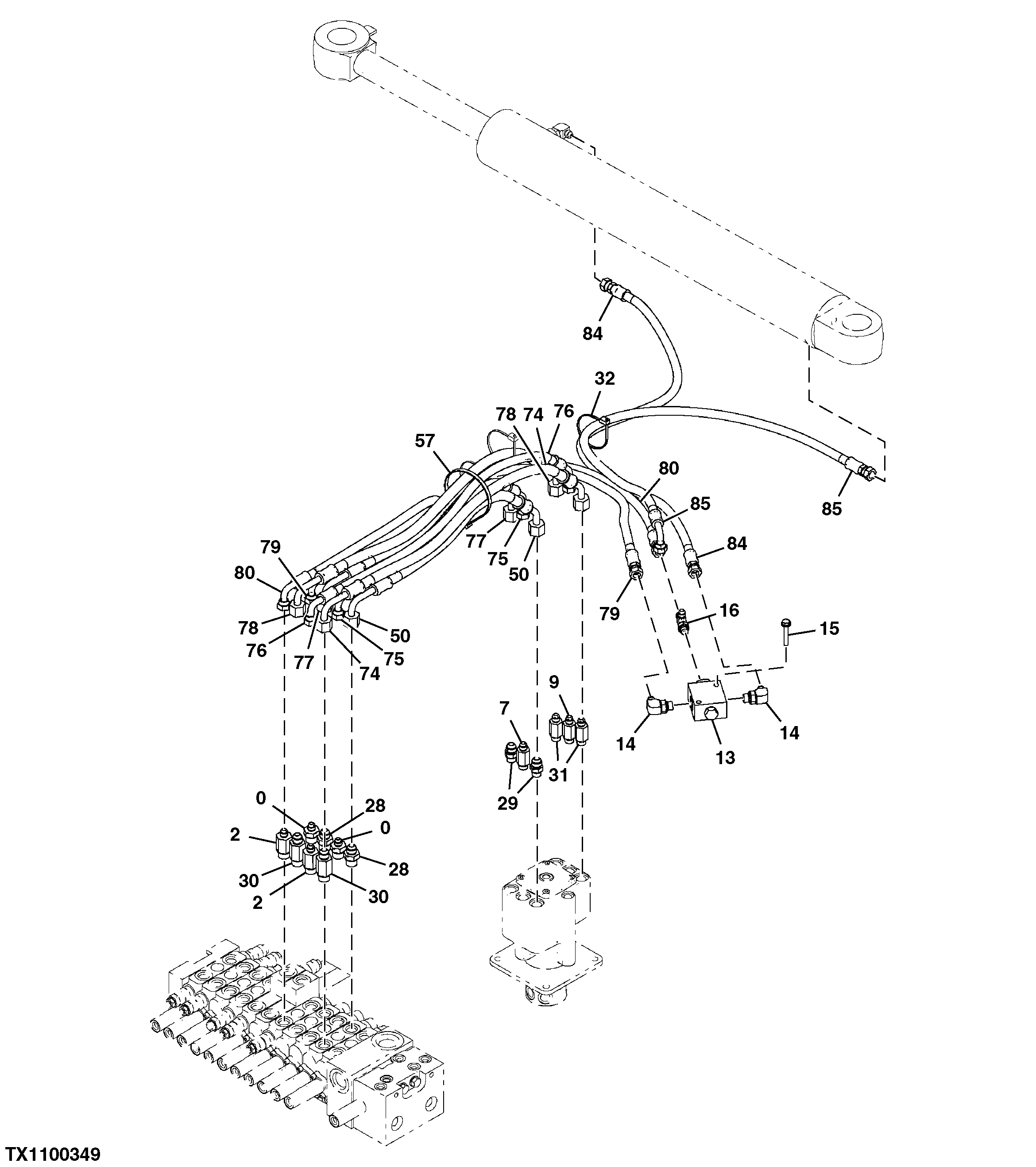 Control Valve Hydraulic Lines (1) (Power Angle Blade)